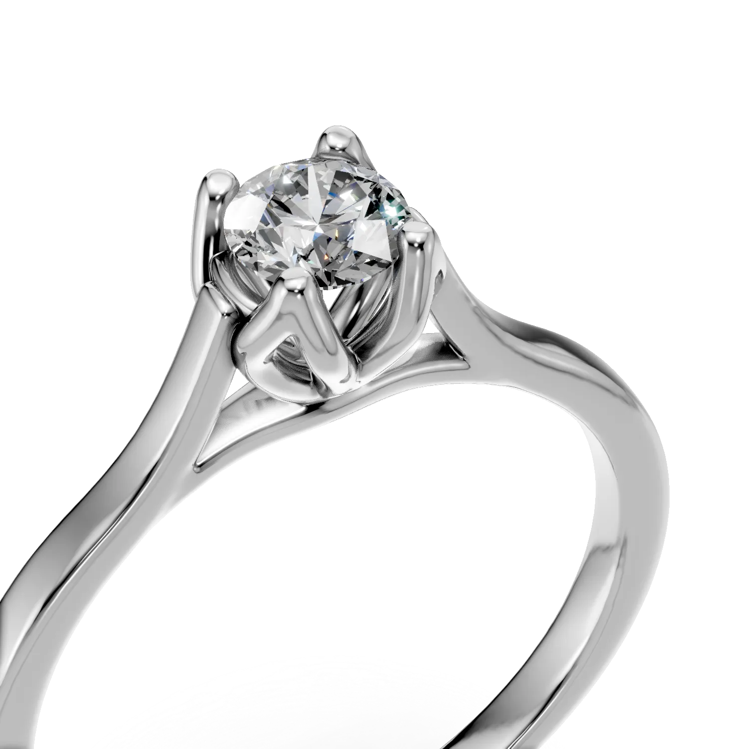 Inel de logodna Lotus din aur alb cu diamant solitaire de 0.3ct creat in laborator - 3 | YEO