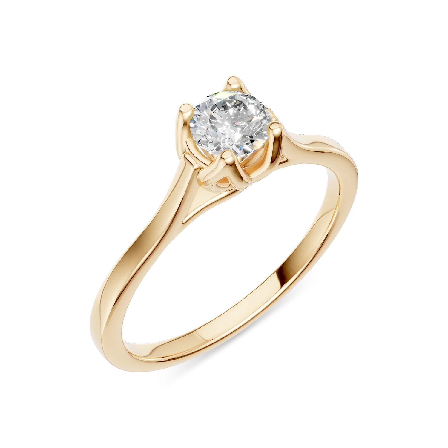 Yellow gold Lotus engagement ring with 0.3ct solitaire lab grown diamond
