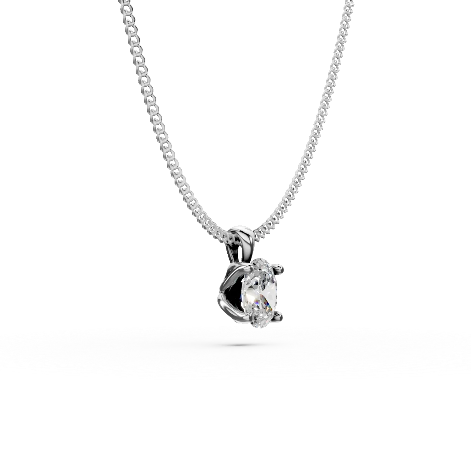 Naszyjnik z Lotus z białego złota z diamentem wyhodowanym w laboratorium o masie 0.2ct