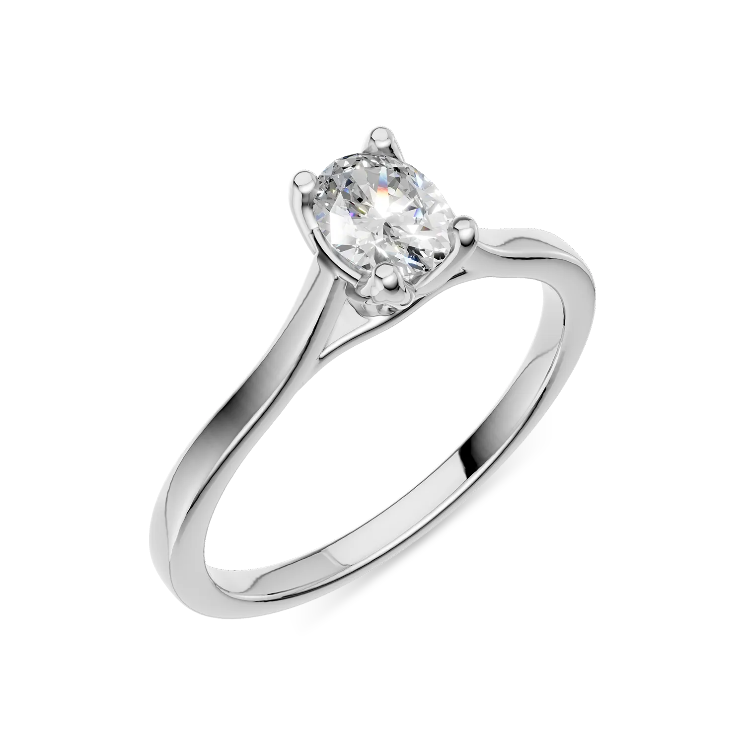 Inel de logodna Lotus din aur alb cu diamant solitaire de 0.3ct creat in laborator