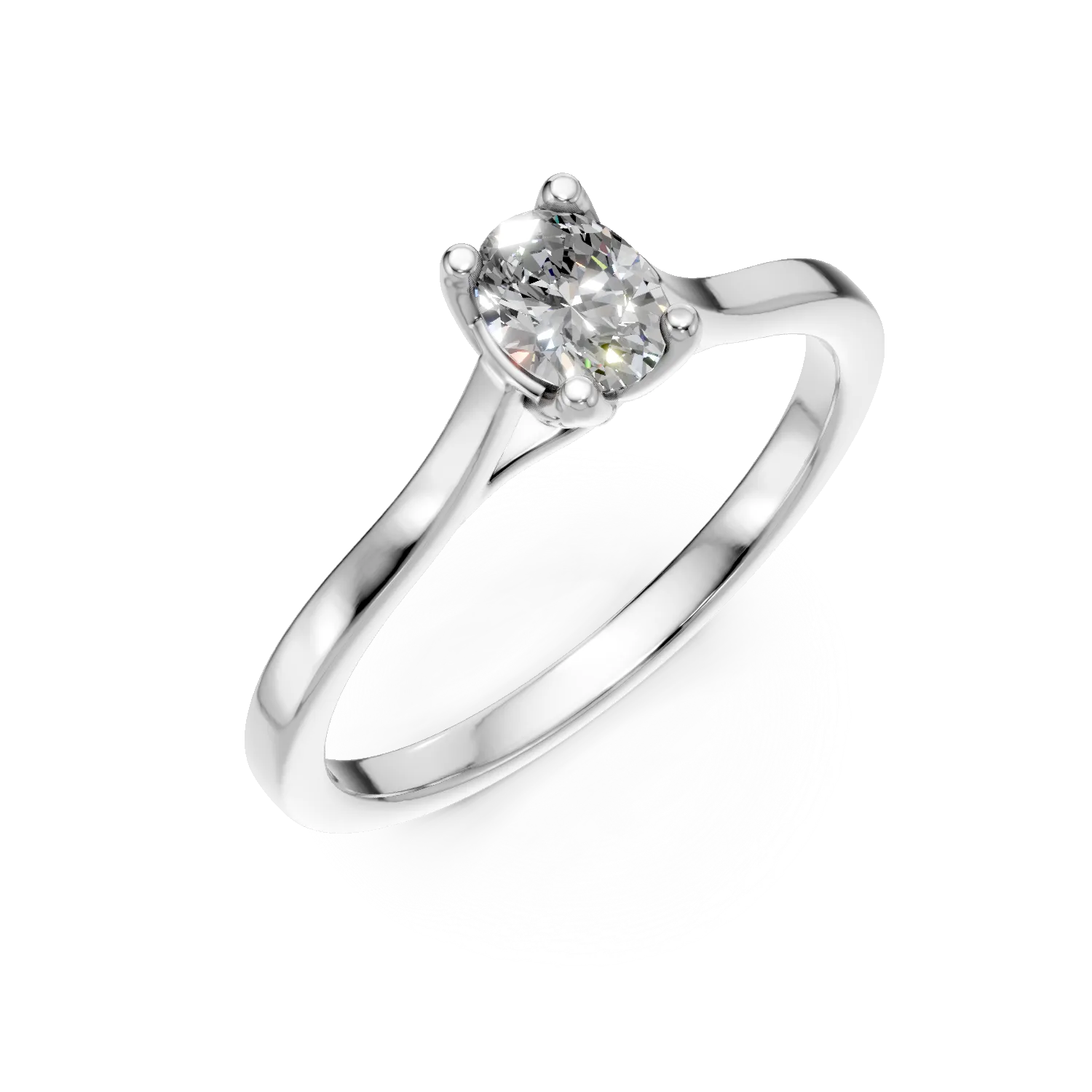 Inel de logodna Lotus din aur alb cu diamant solitaire de 0.3ct creat in laborator