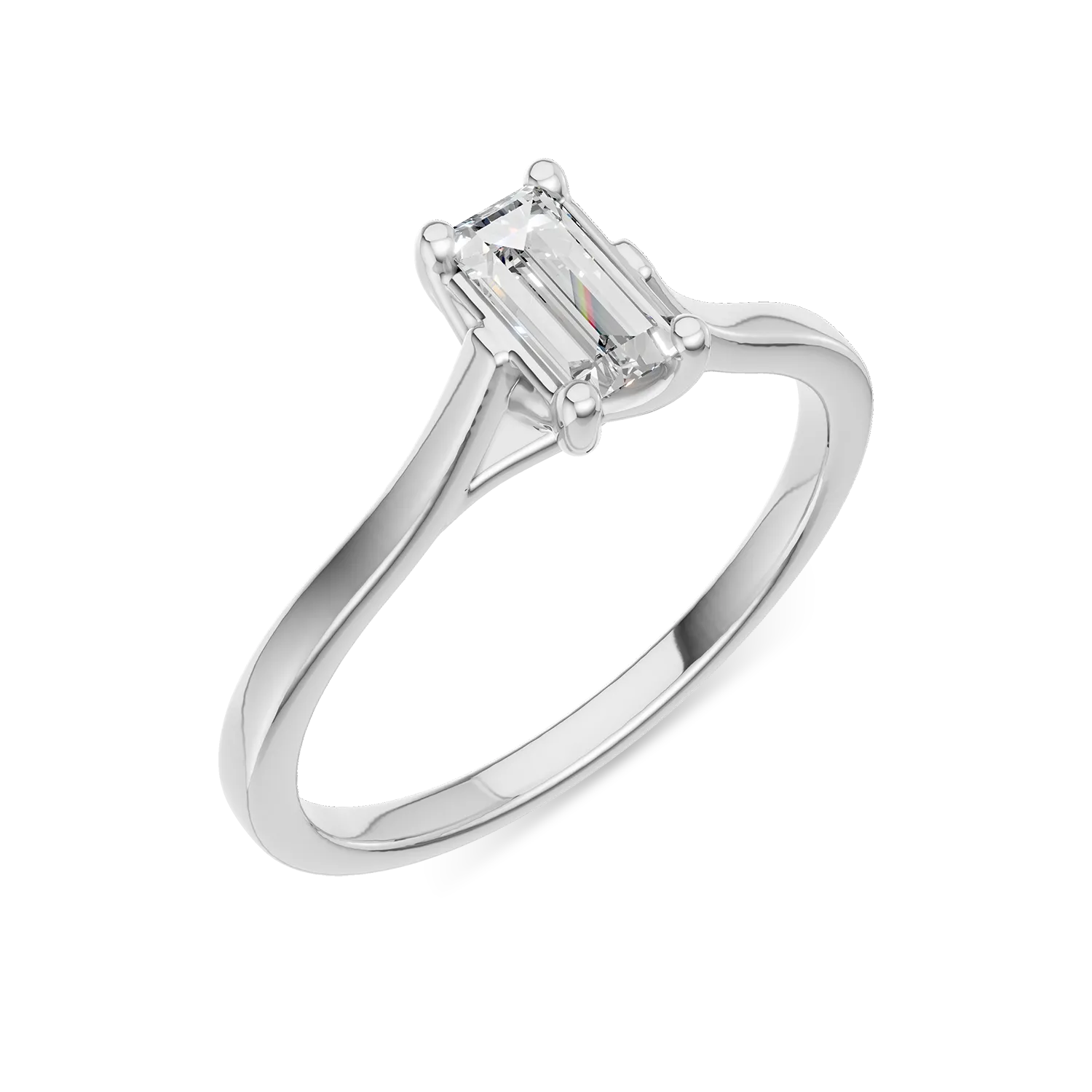 Inel de logodna Lotus din aur alb cu diamant solitaire de 0.3ct creat in laborator