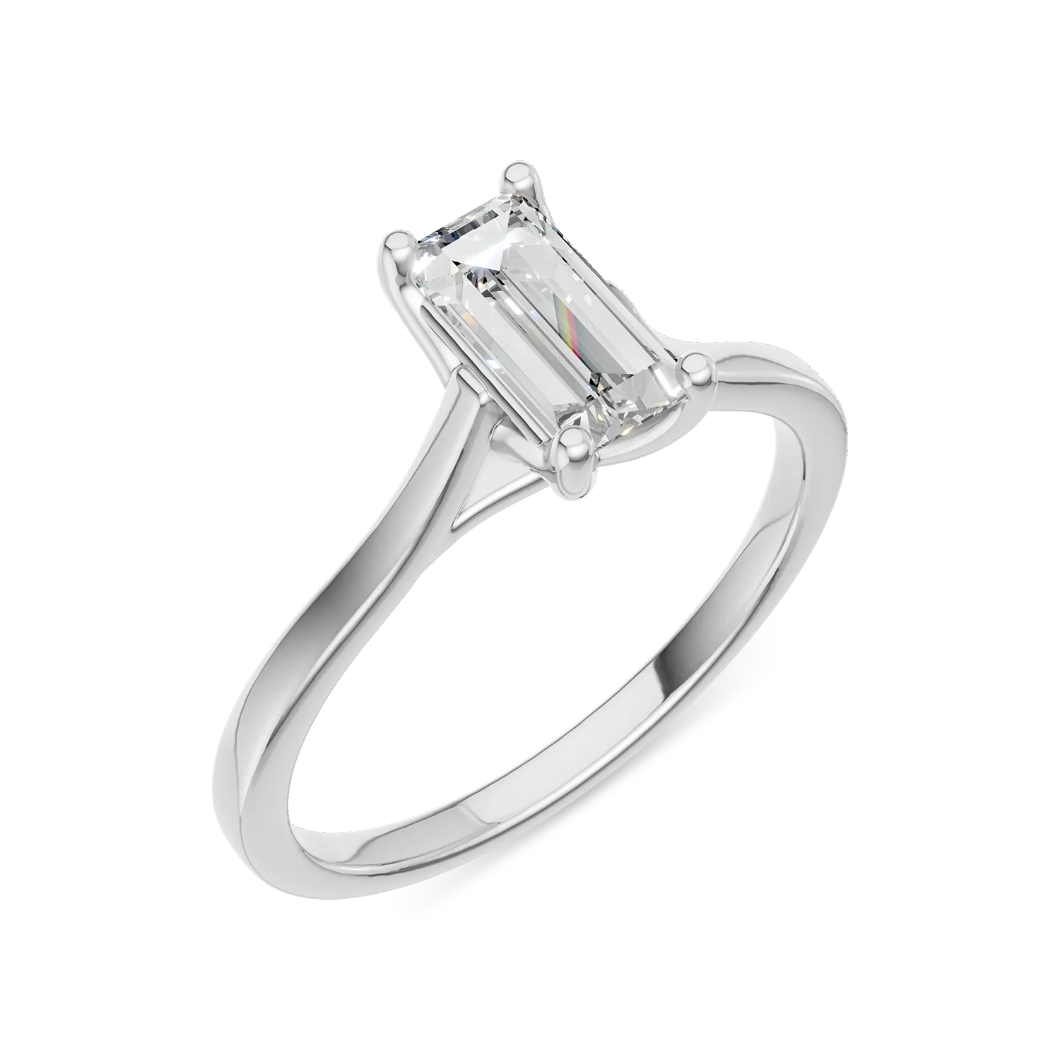 Inel de logodna Lotus din aur alb cu diamant solitaire de 0.53ct creat in laborator