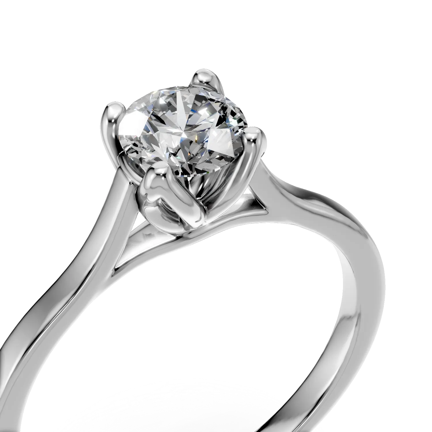 Inel de logodna Lotus din aur alb cu diamant solitaire de 0.5ct creat in laborator - 3 | YEO