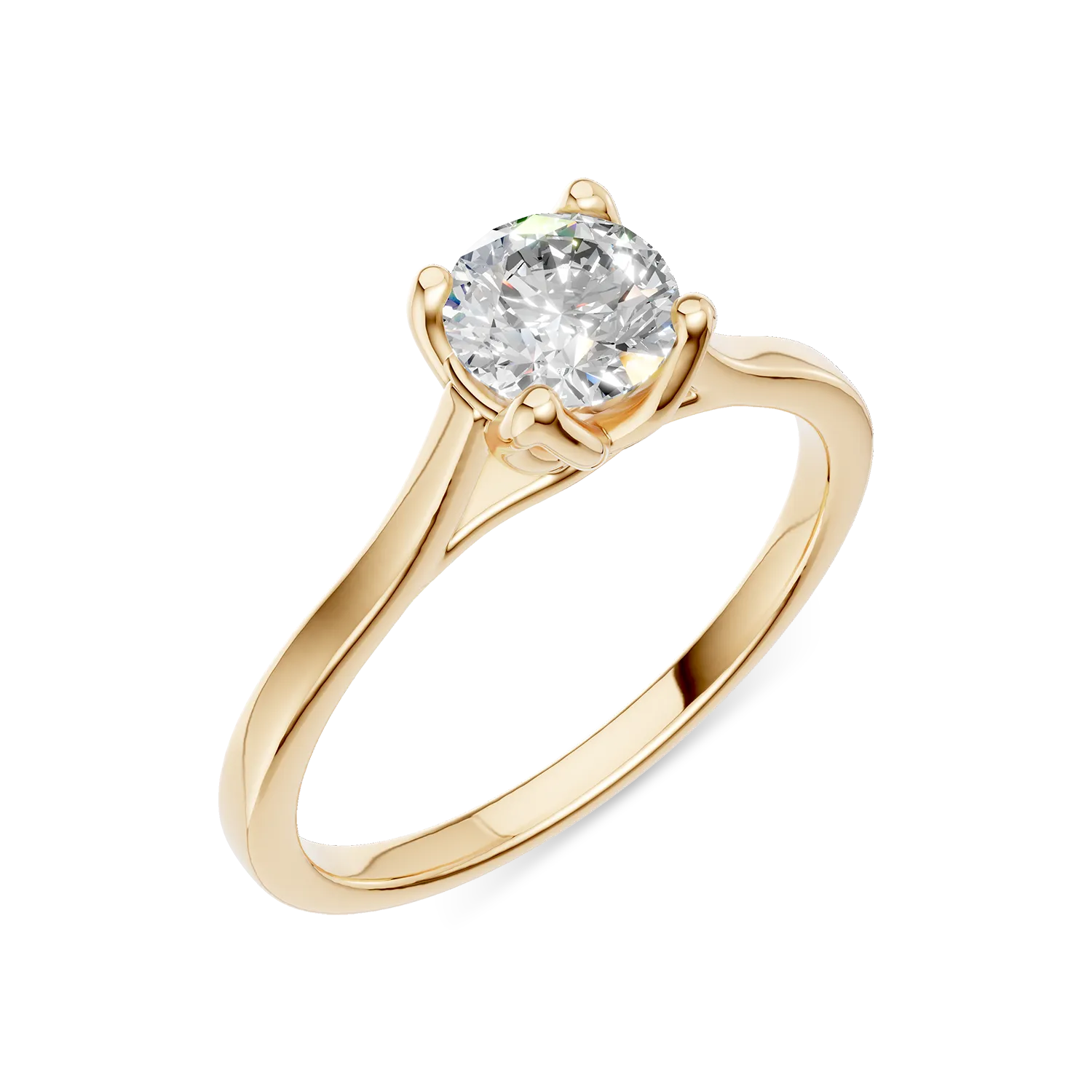 Yellow gold Lotus engagement ring with 0.5ct solitaire lab grown diamond