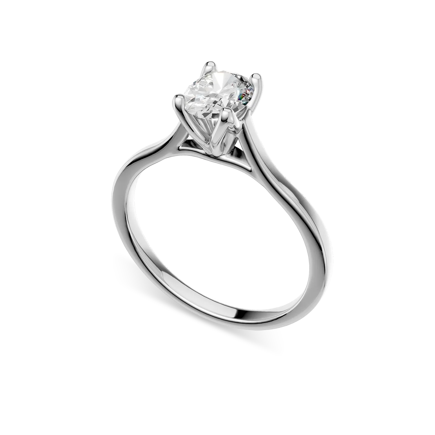 Inel de logodna Lotus din aur alb cu diamant solitaire de 0.5ct creat in laborator