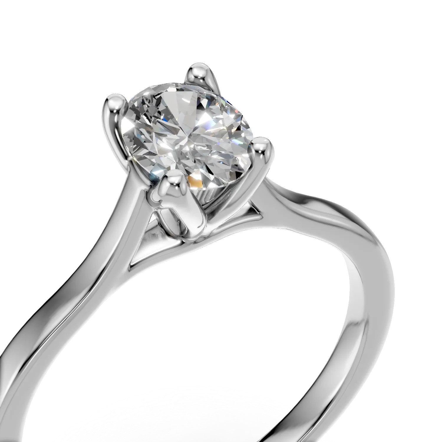 Inel de logodna Lotus din aur alb cu diamant solitaire de 0.5ct creat in laborator - 3 | YEO