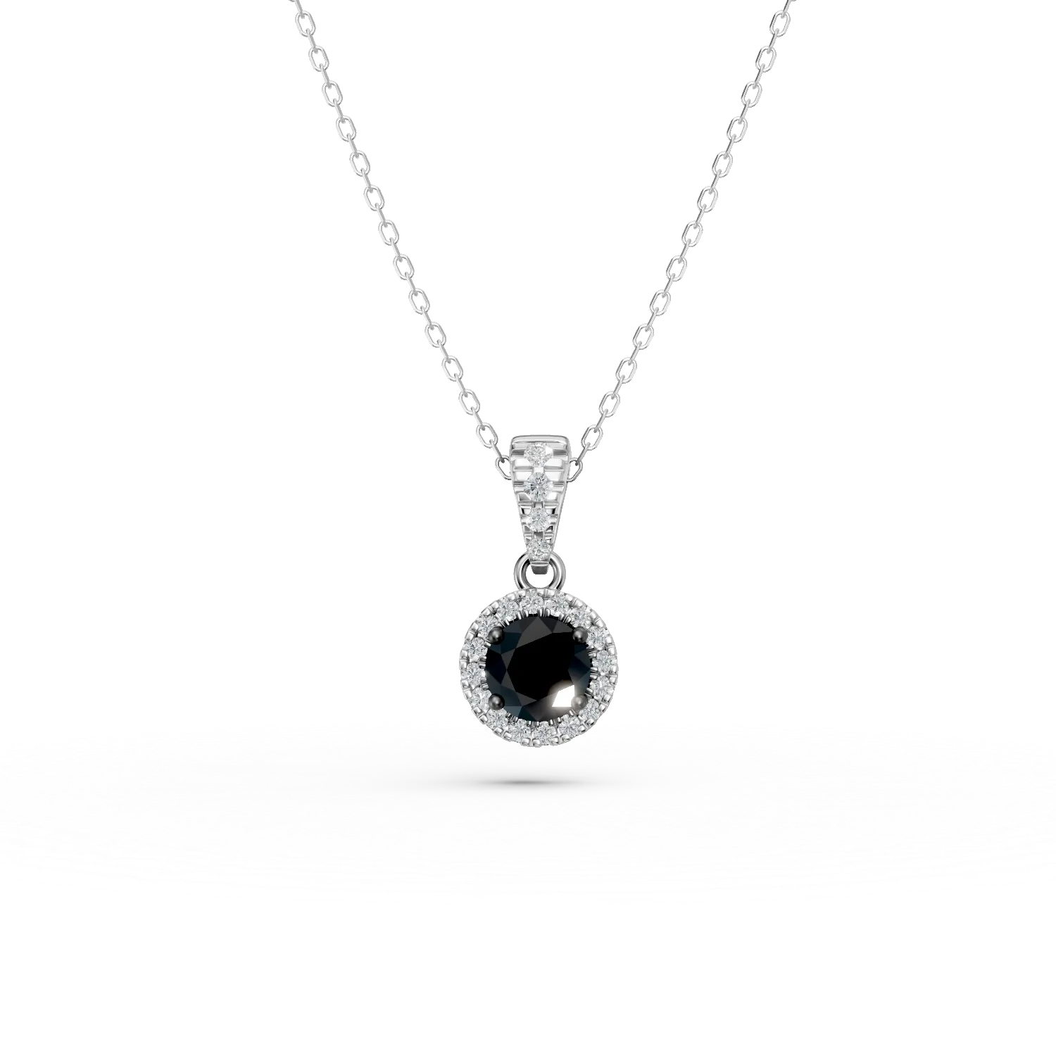 Lant cu pandantiv din aur alb cu diamate de 0.43ct