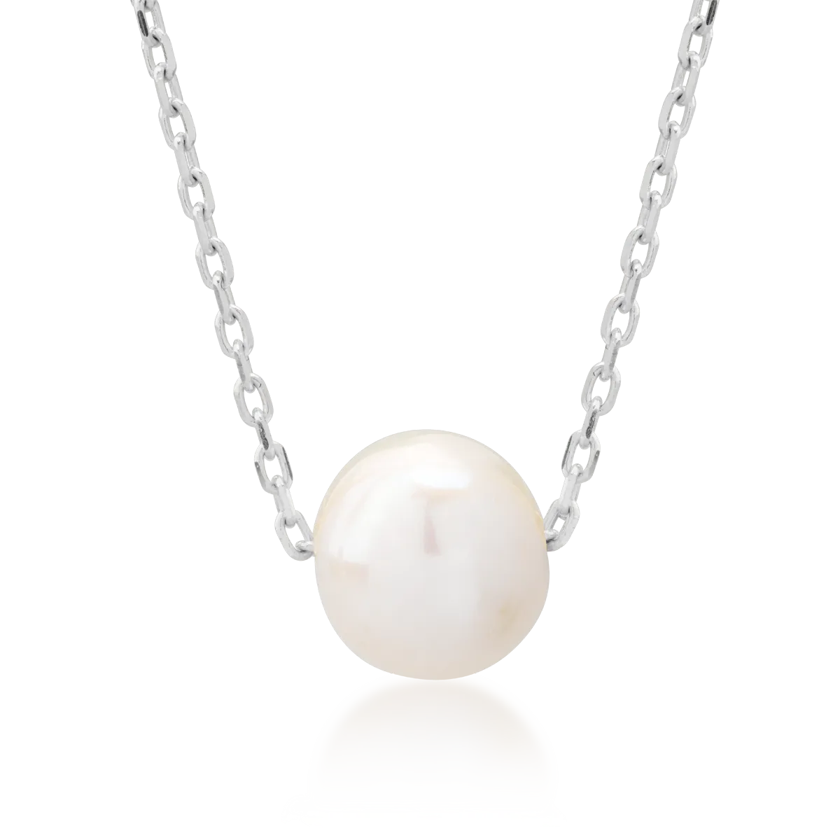 14K white gold necklace with pearl pendant