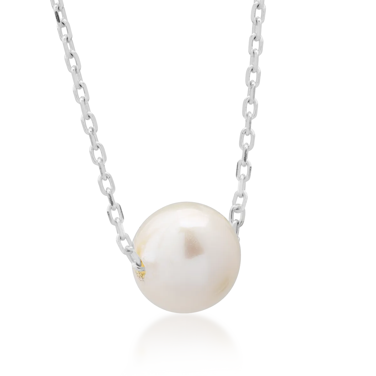 14K white gold necklace with pearl pendant