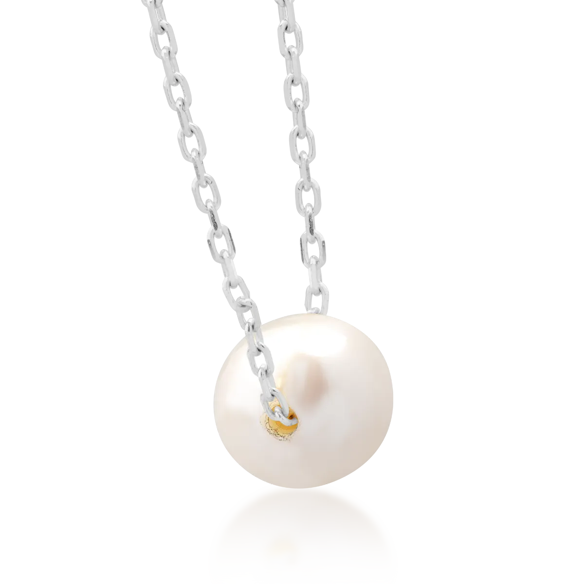 14K white gold necklace with pearl pendant