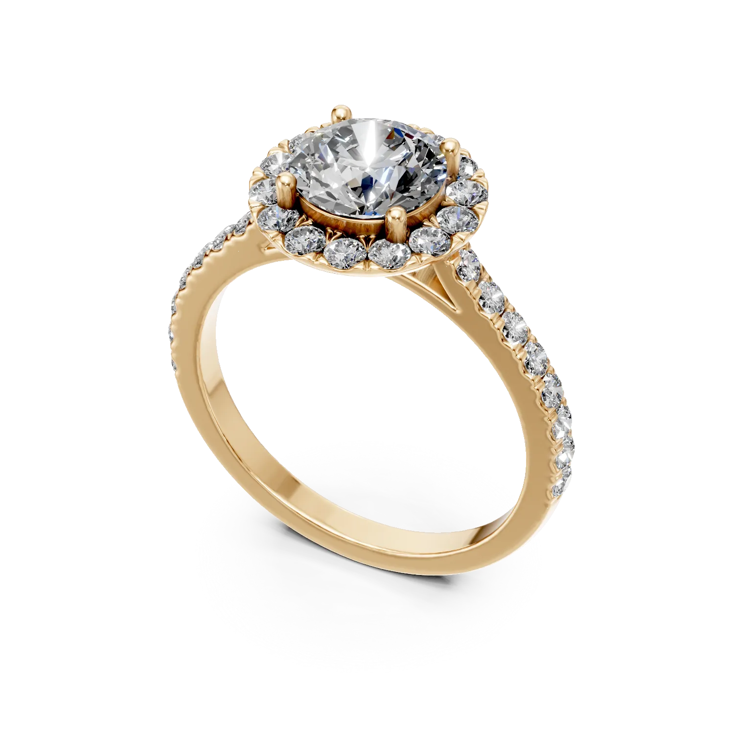 Inel Charm din aur galben cu diamante de 1.55ct create in laborator