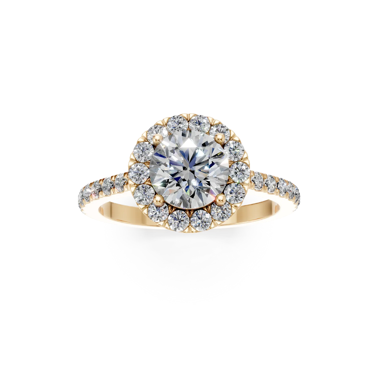 Inel Charm din aur galben cu diamante de 1.55ct create in laborator