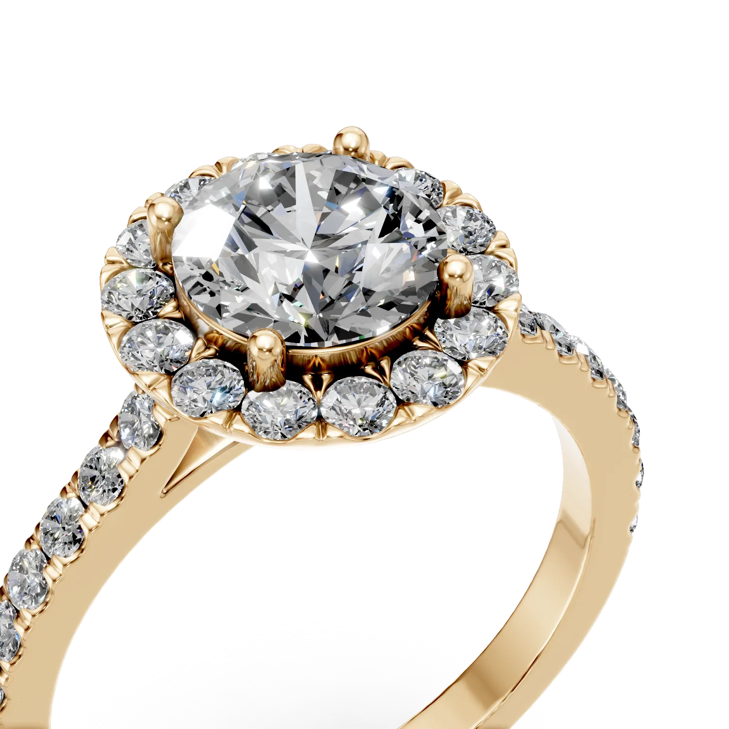 Inel Charm din aur galben cu diamante de 1.55ct create in laborator