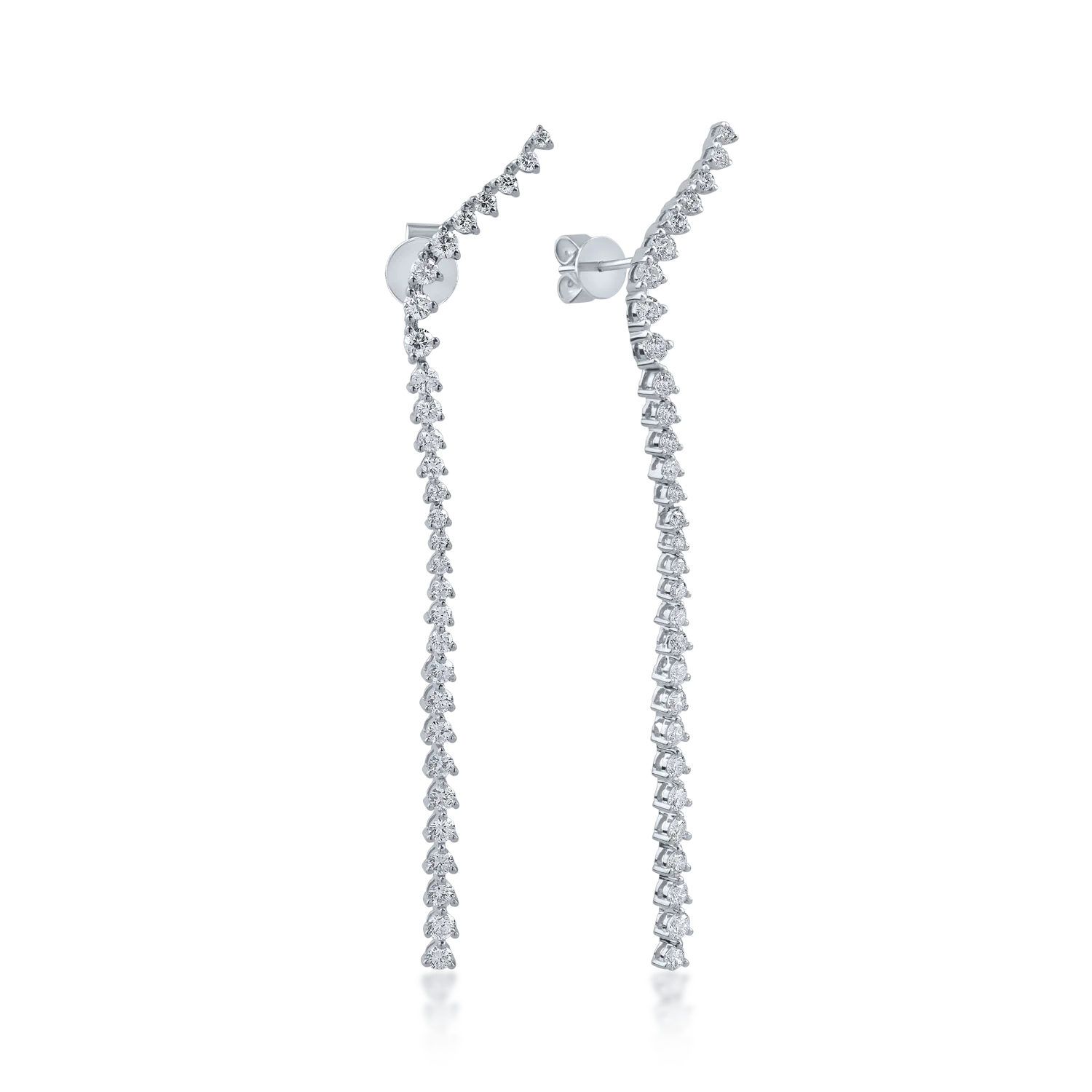 White gold long earrings with 1.83ct diamonds