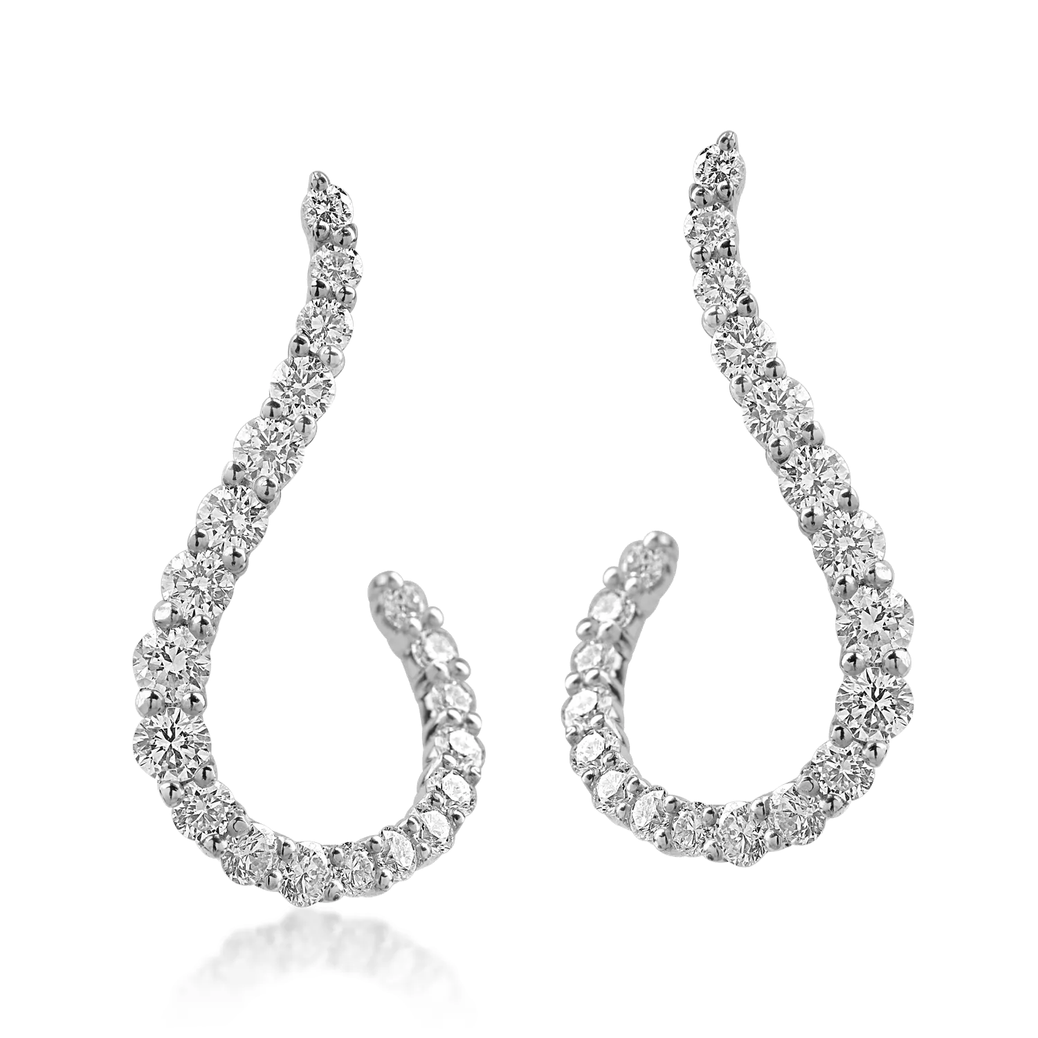 Geometryczne kolczyki z białego złota z diamentami 0.8ct