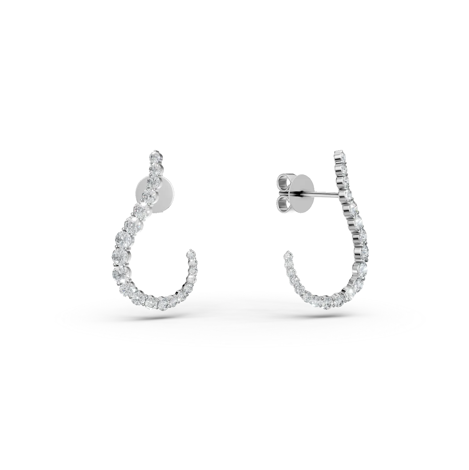 Cercei geometrici din aur alb cu diamante de 0.8ct