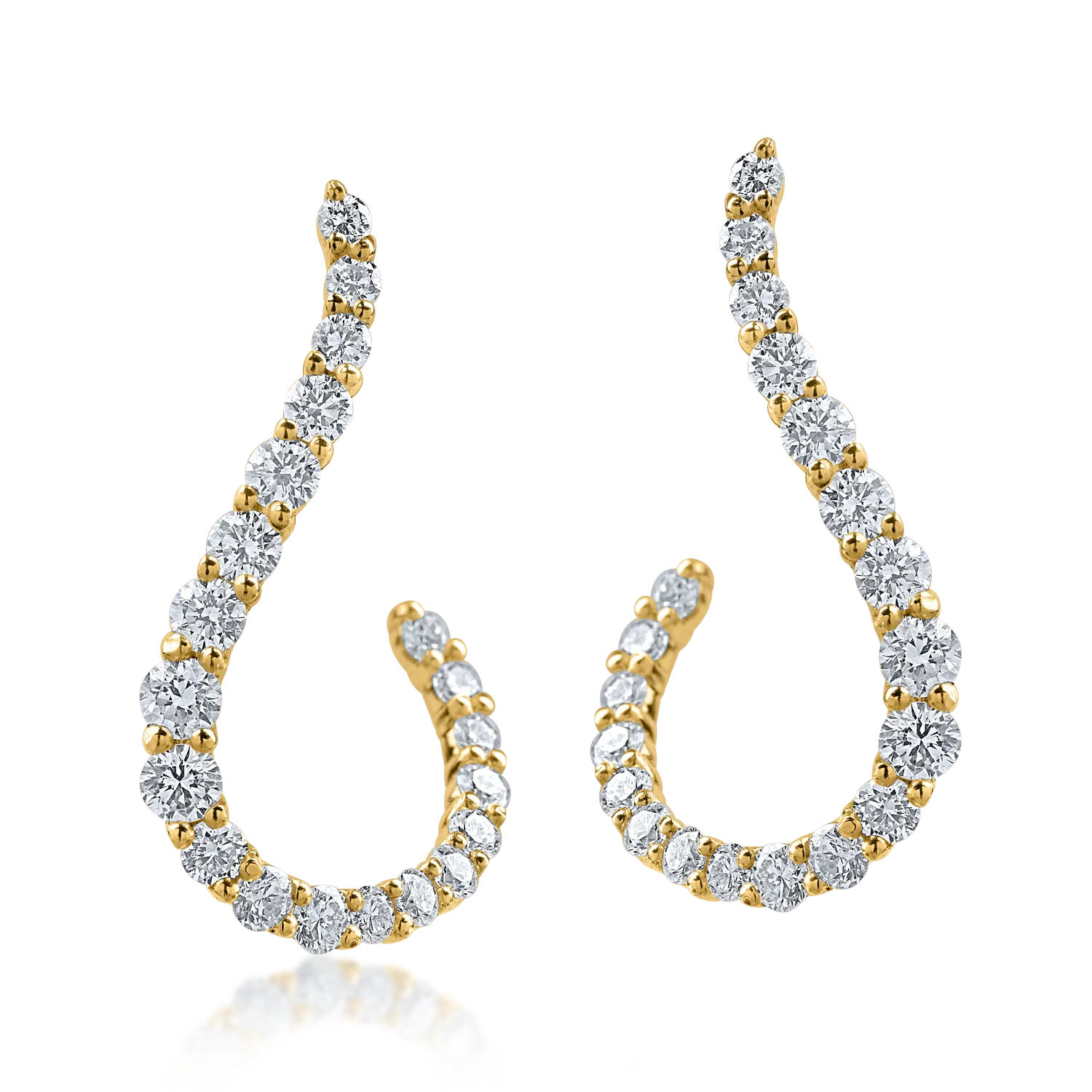 Yellow gold geometric earrings with 0.8ct diamonds