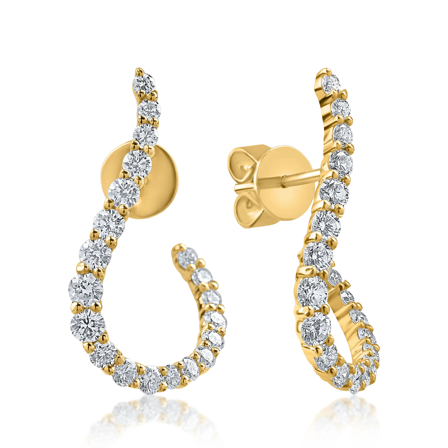 Yellow gold geometric earrings with 0.8ct diamonds
