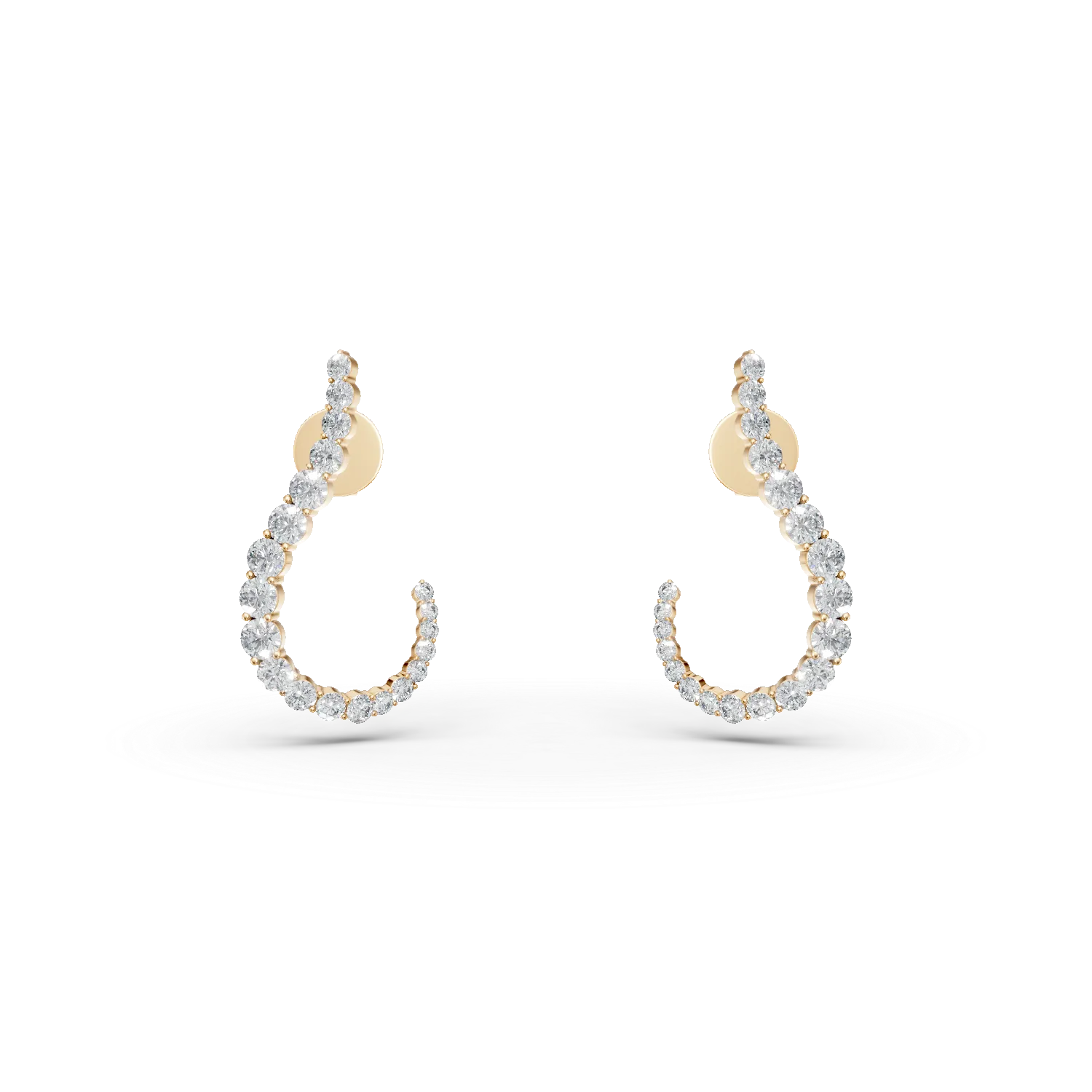 Sárga arany geometriai fülbevaló 0.8ct gyémántokkal