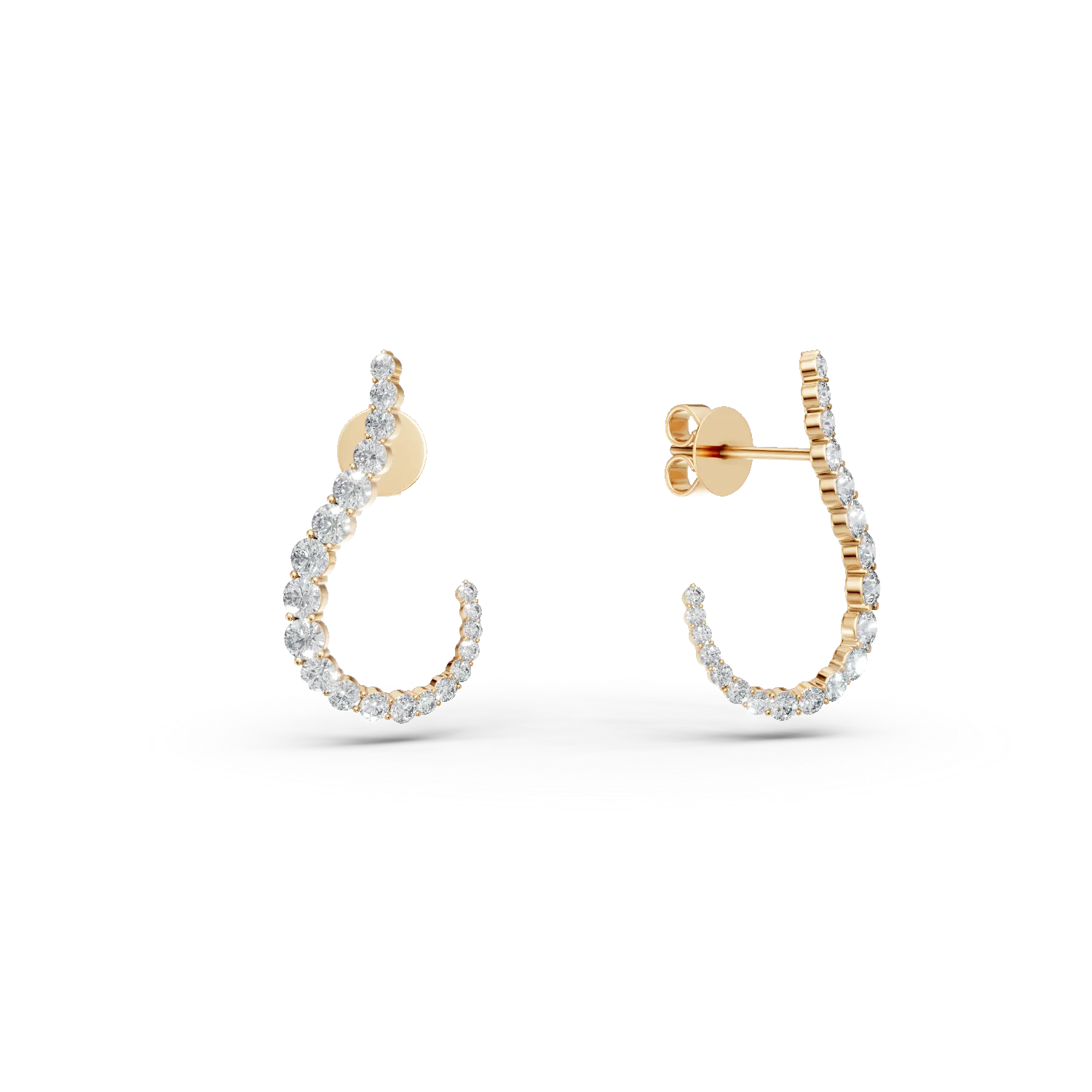 Sárga arany geometriai fülbevaló 0.8ct gyémántokkal