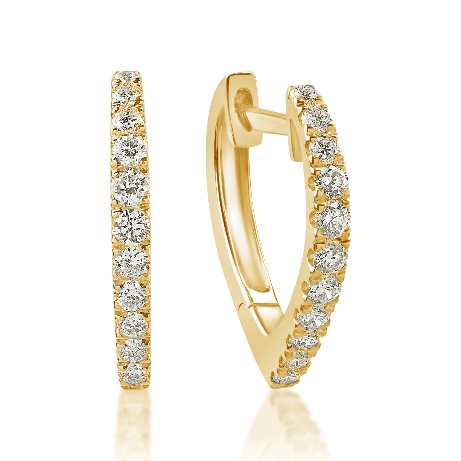 Yellow gold round earrings with 0.36ct diamonds