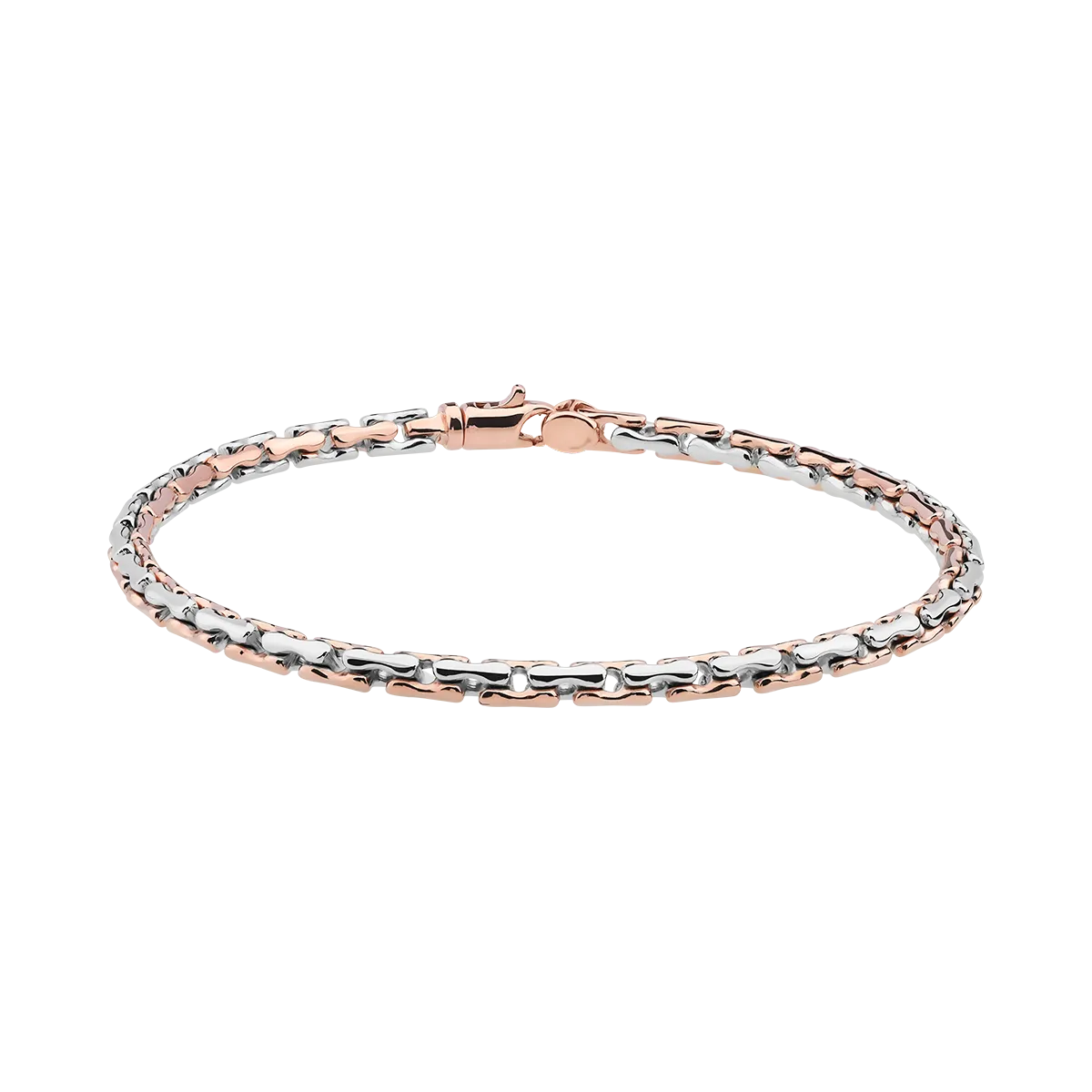 White-rose gold men's bracelet