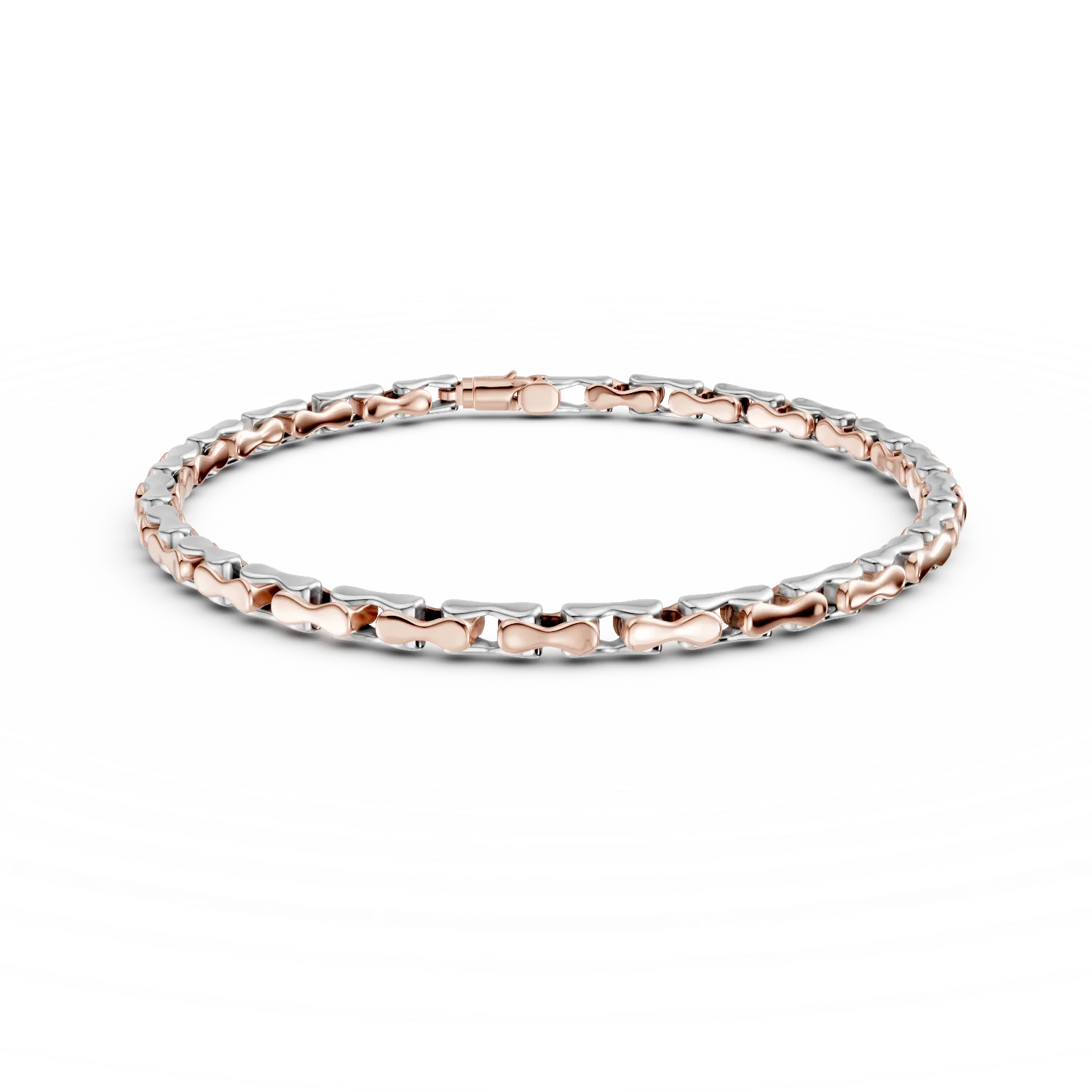 White-rose gold men's bracelet