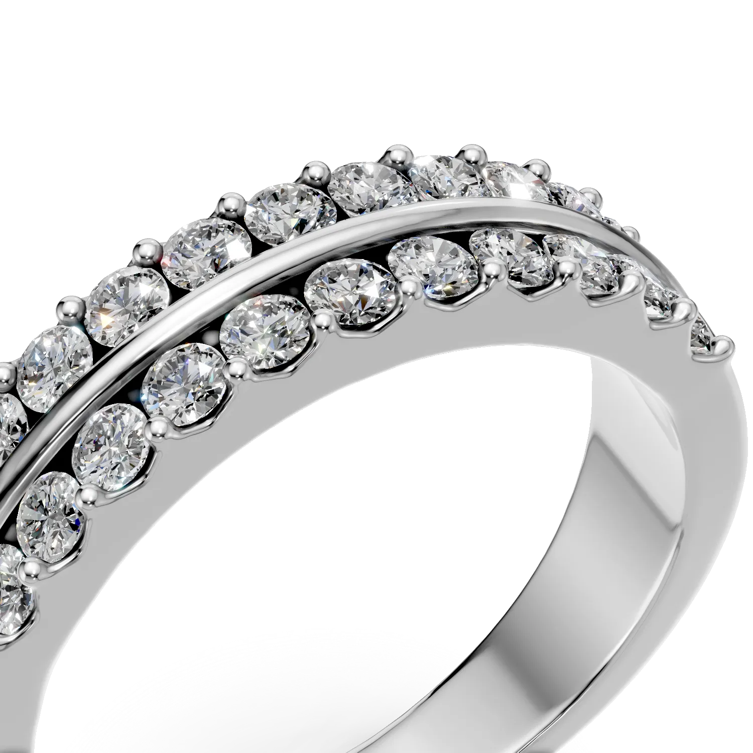 Half eternity Amber ring in white gold with 0.54ct lab grown diamonds