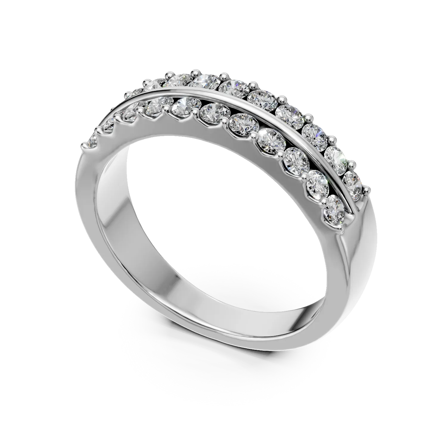 Inel semi eternity Amber din aur alb cu diamante de 0.54ct create in laborator