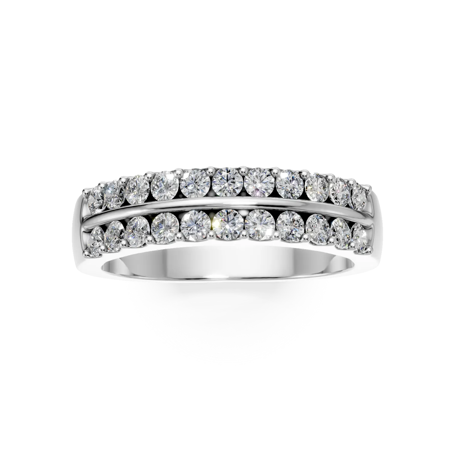 Inel semi eternity Amber din aur alb cu diamante de 0.54ct create in laborator