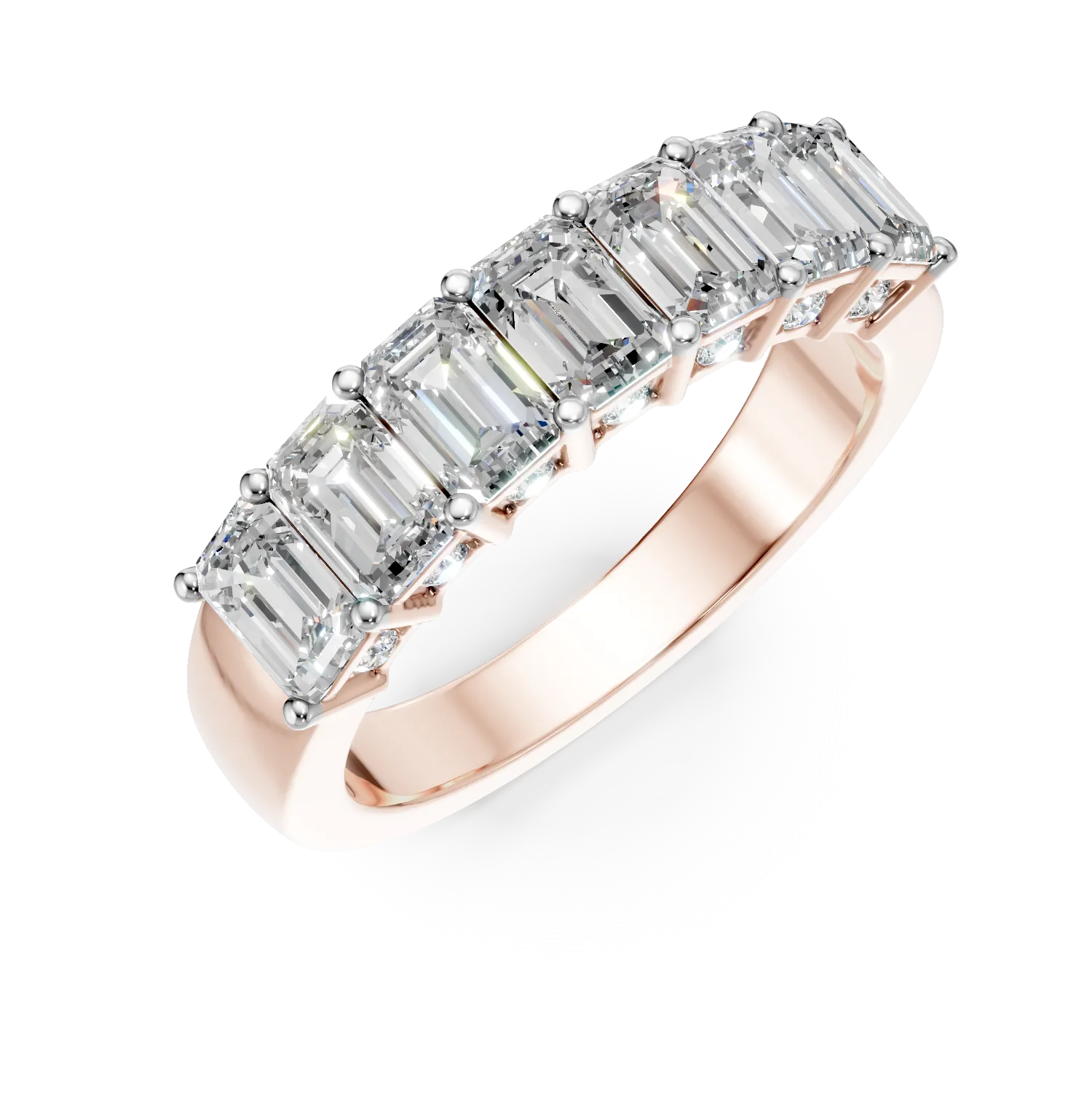 Inel semi eternity Leon din aur roz cu diamante de 1.5ct create in laborator