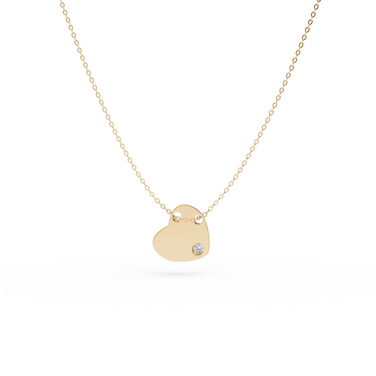 Yellow gold heart pendant necklace with zirconia