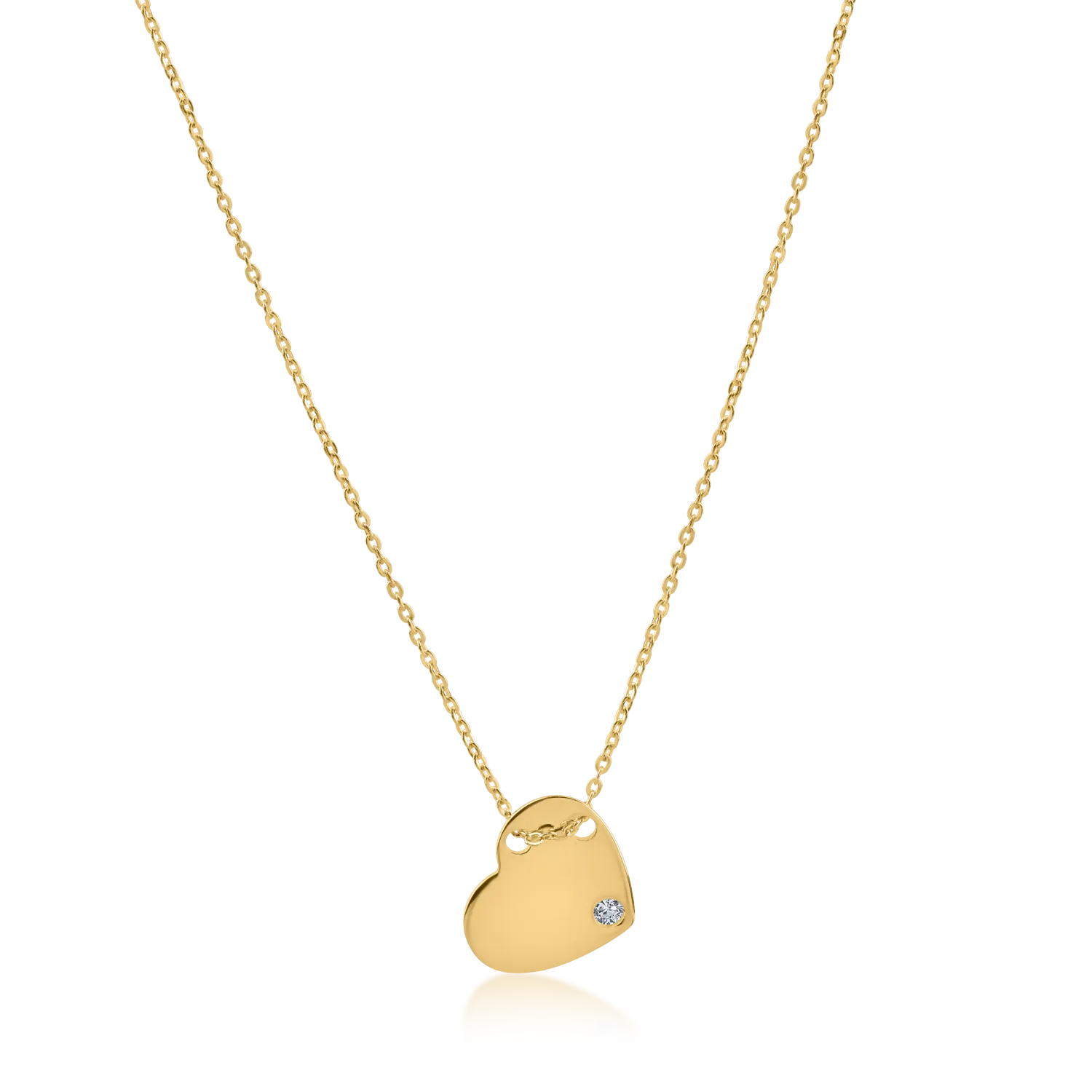 Yellow gold heart pendant necklace with zirconia