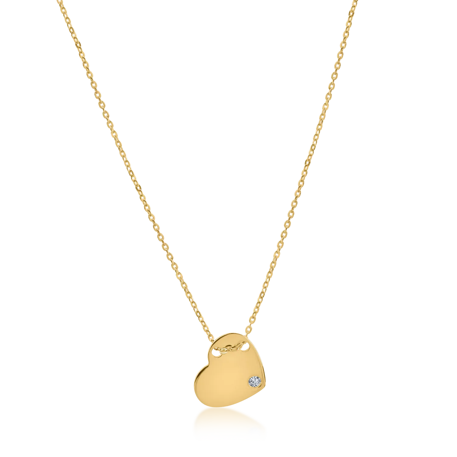 Yellow gold heart pendant necklace with zirconia