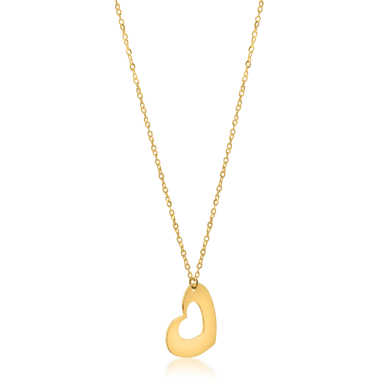 Yellow gold heart pendant necklace