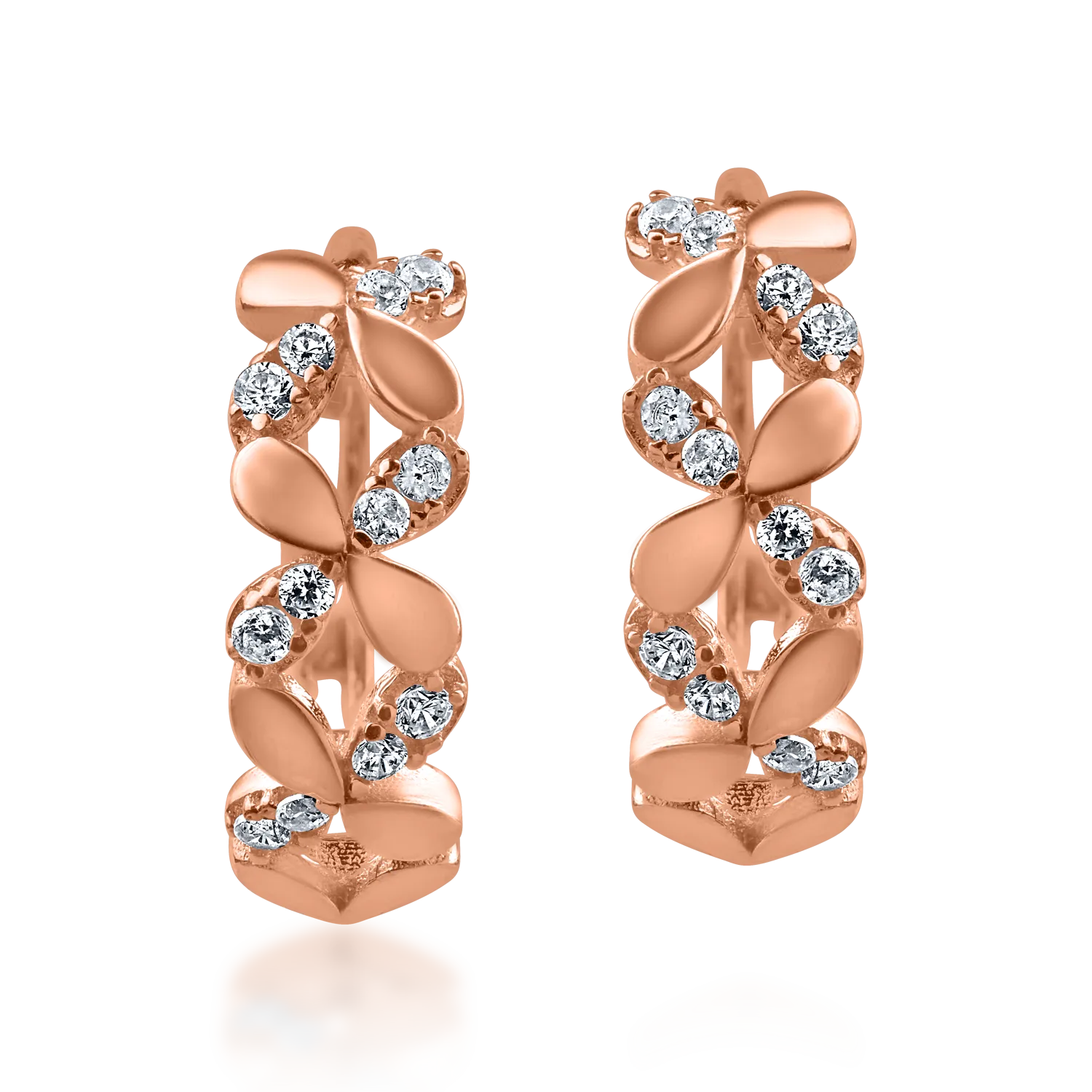 Rose gold hoop earrings with zirconia