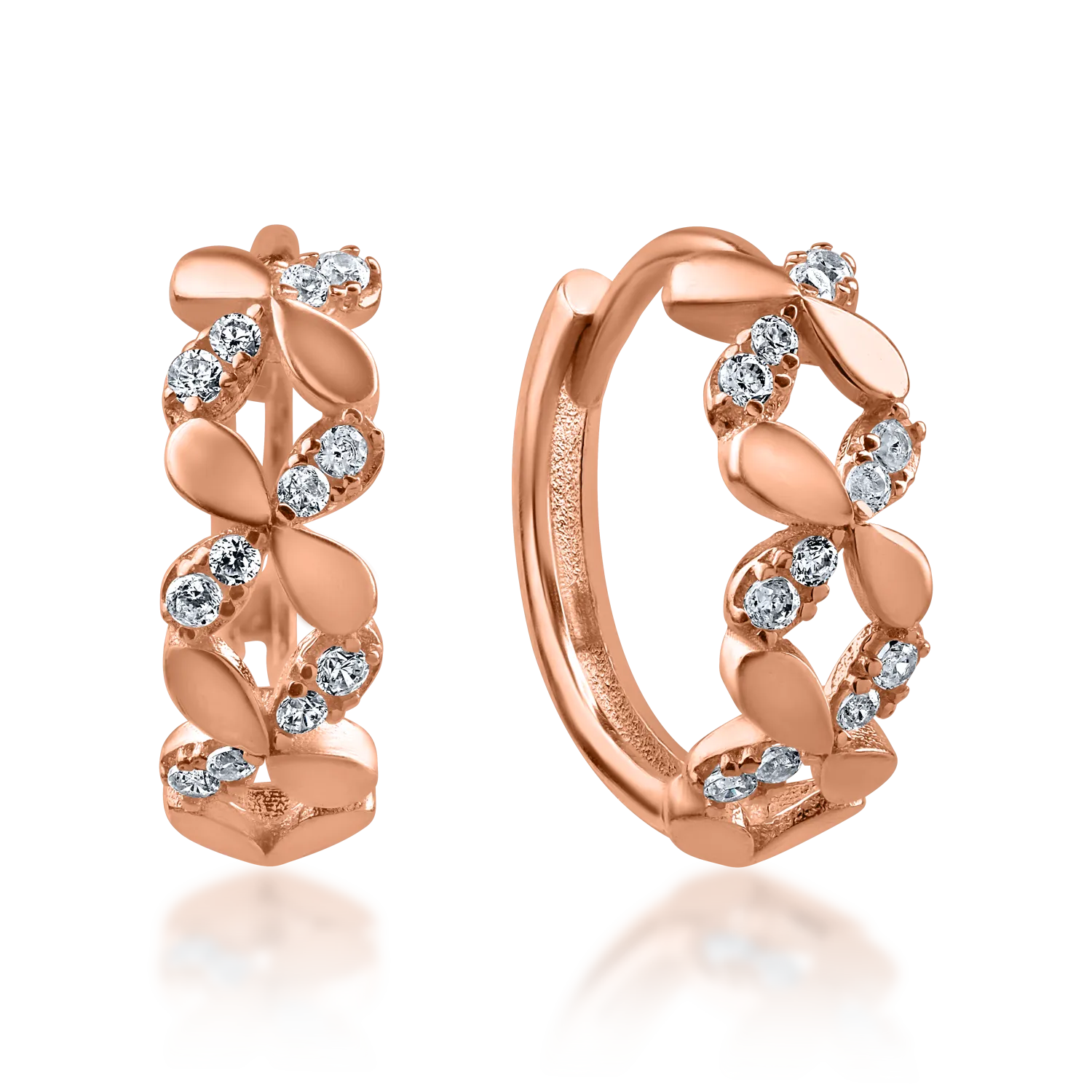 Rose gold hoop earrings with zirconia