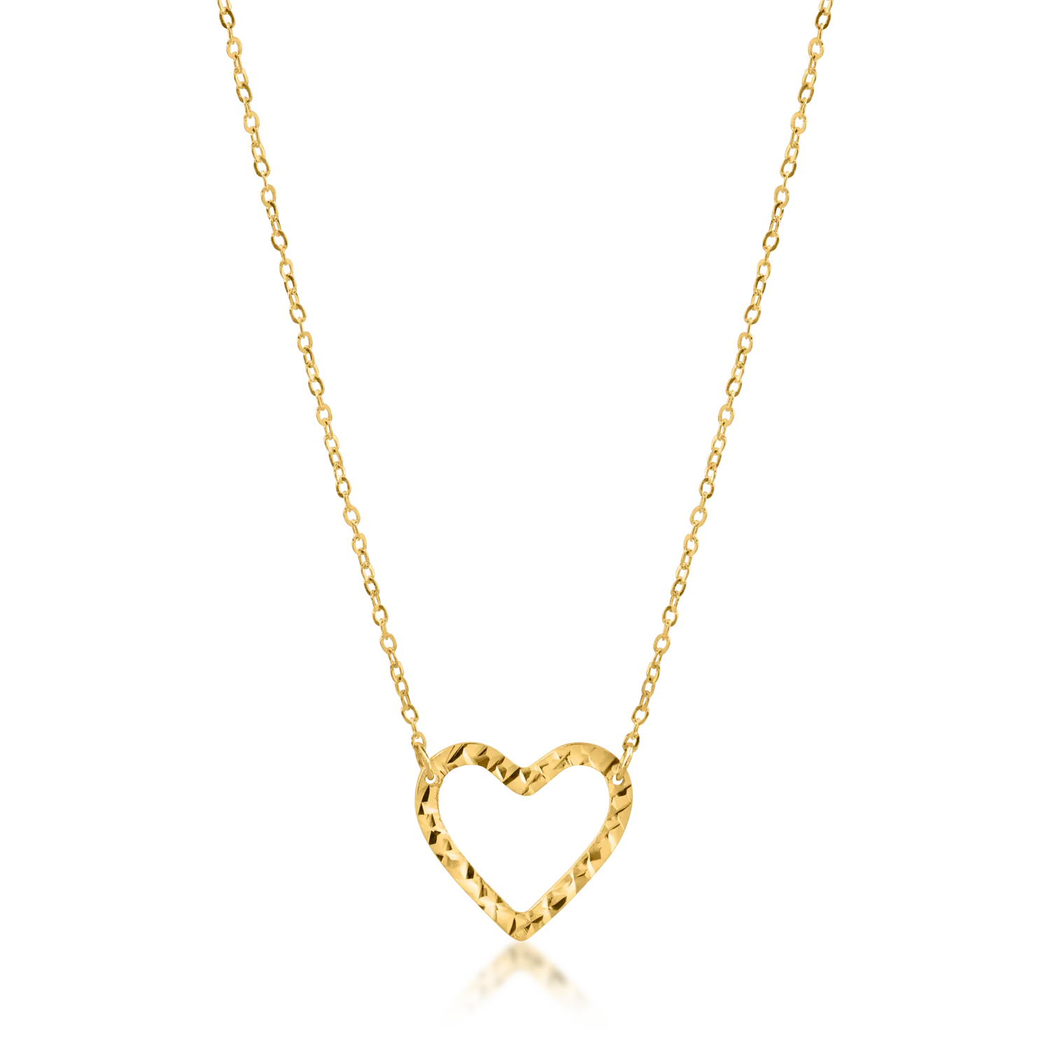 Yellow gold heart pendant necklace