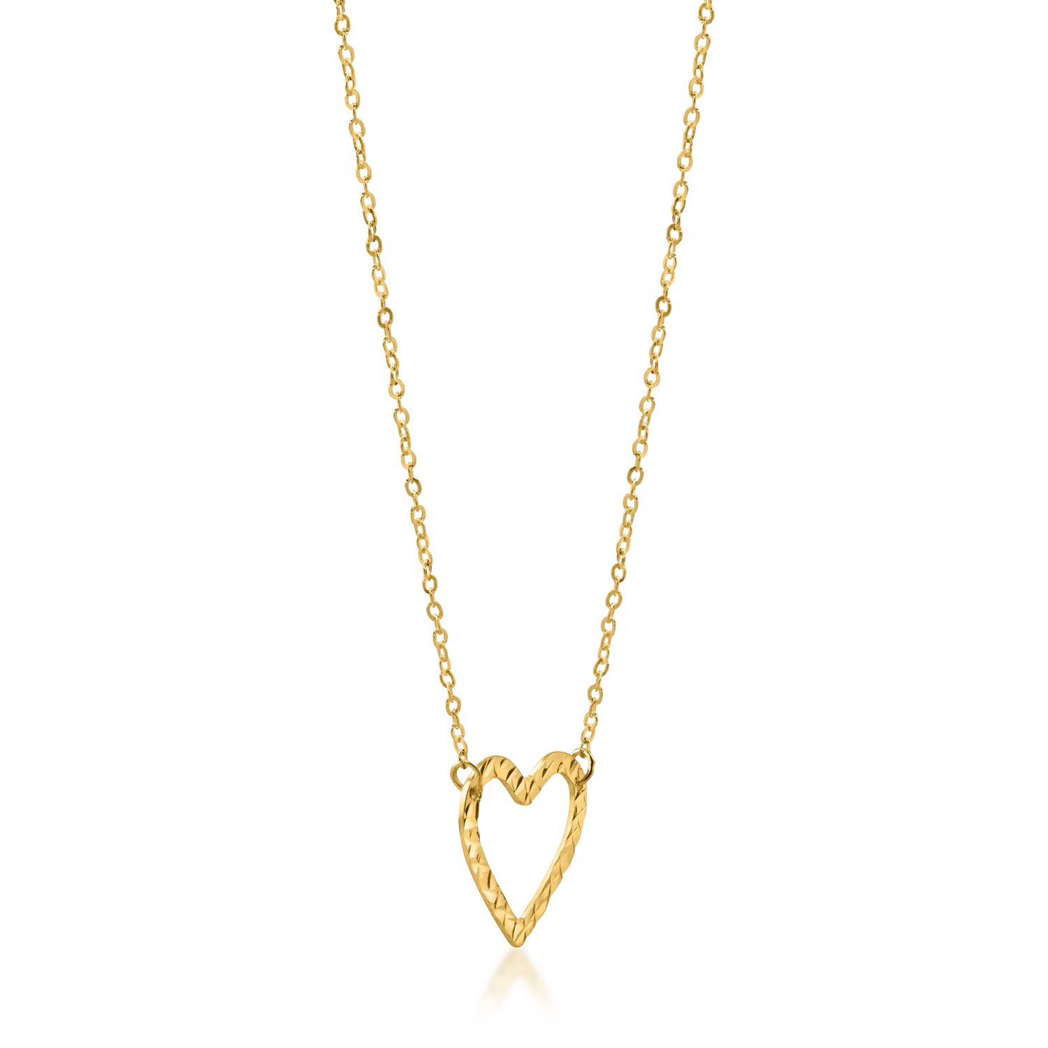 Yellow gold heart pendant necklace