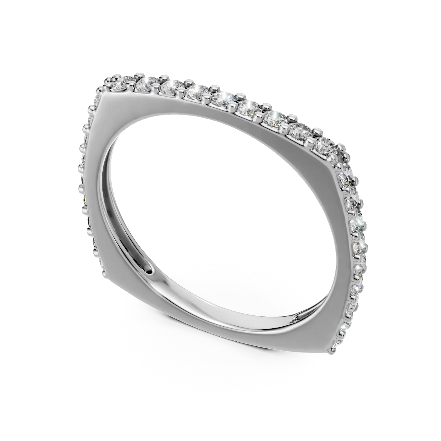 Inel semi eternity din aur alb cu zirconia