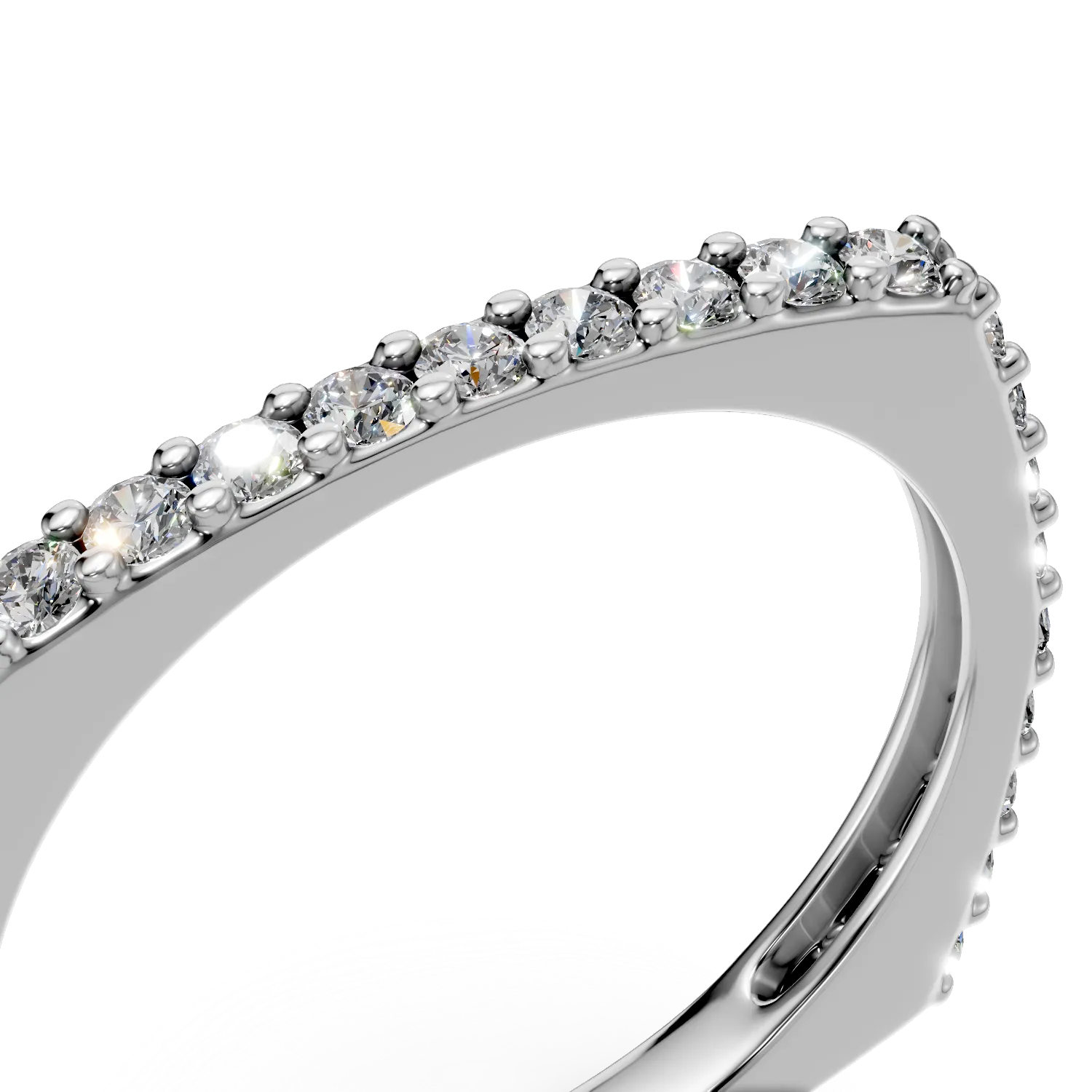 Inel semi eternity din aur alb cu zirconia