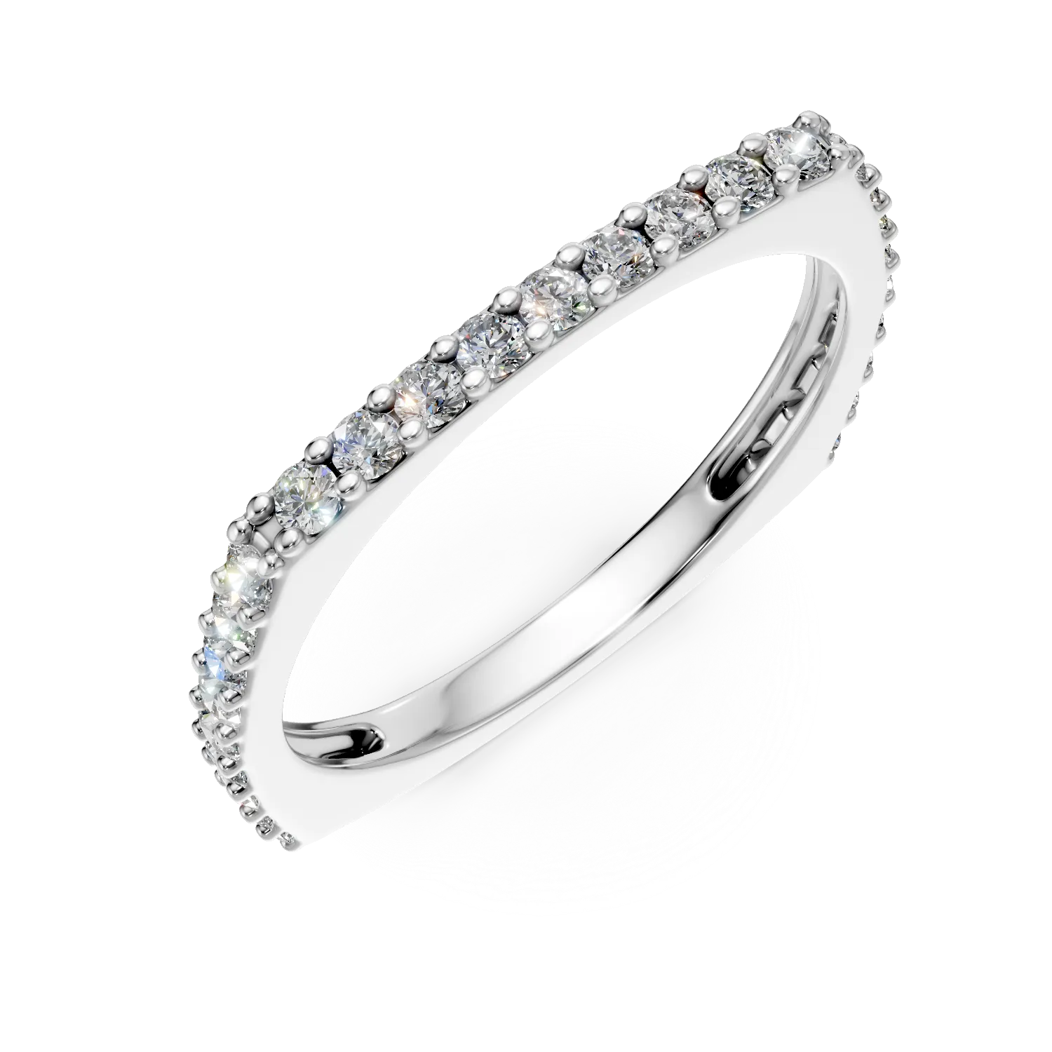 Inel semi eternity din aur alb cu zirconia