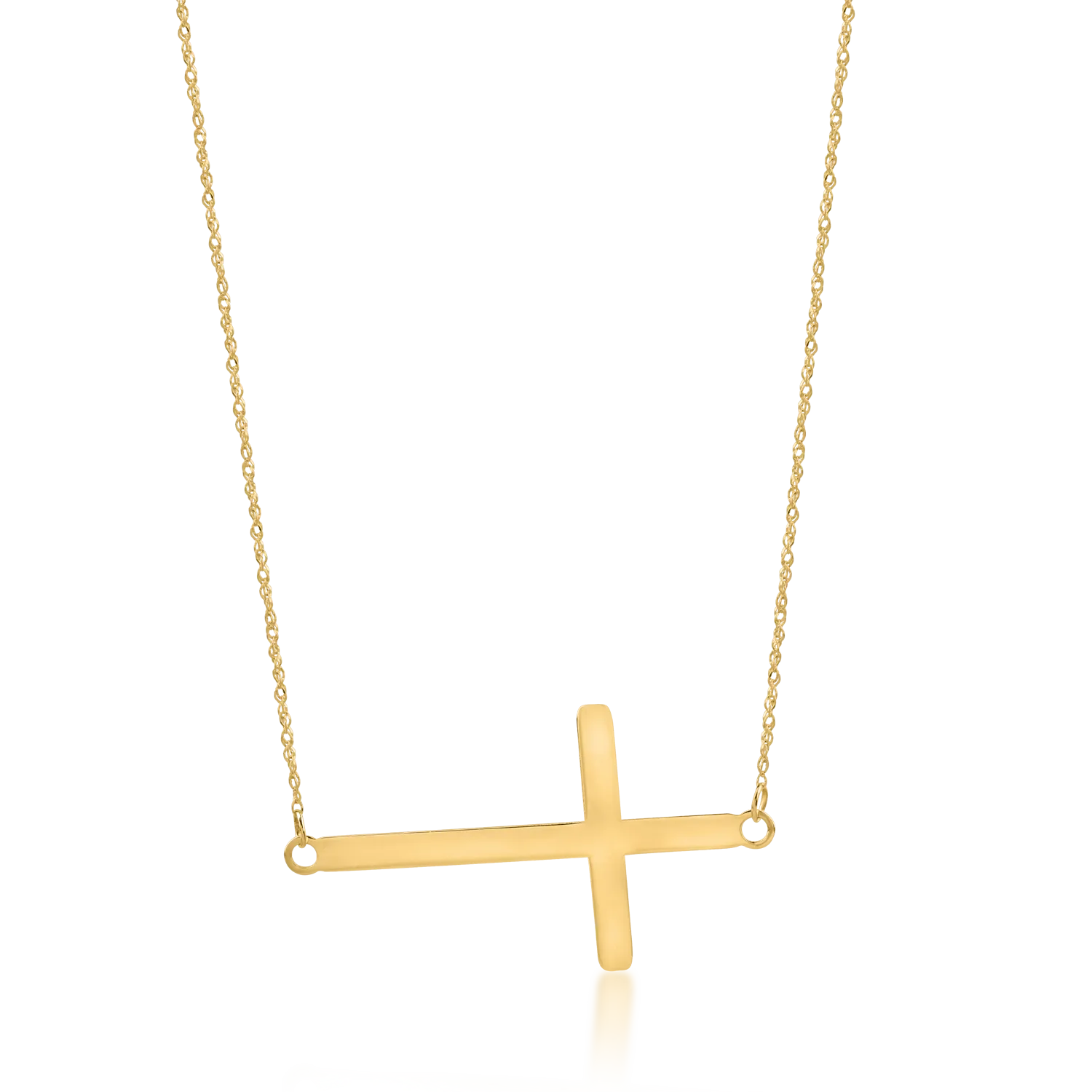 Yellow gold cross pendant necklace