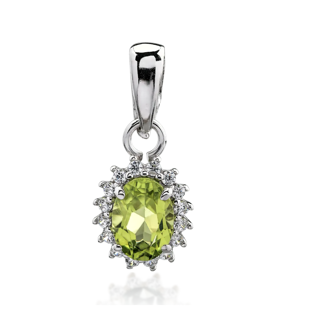 White gold pendant with light green zirconia