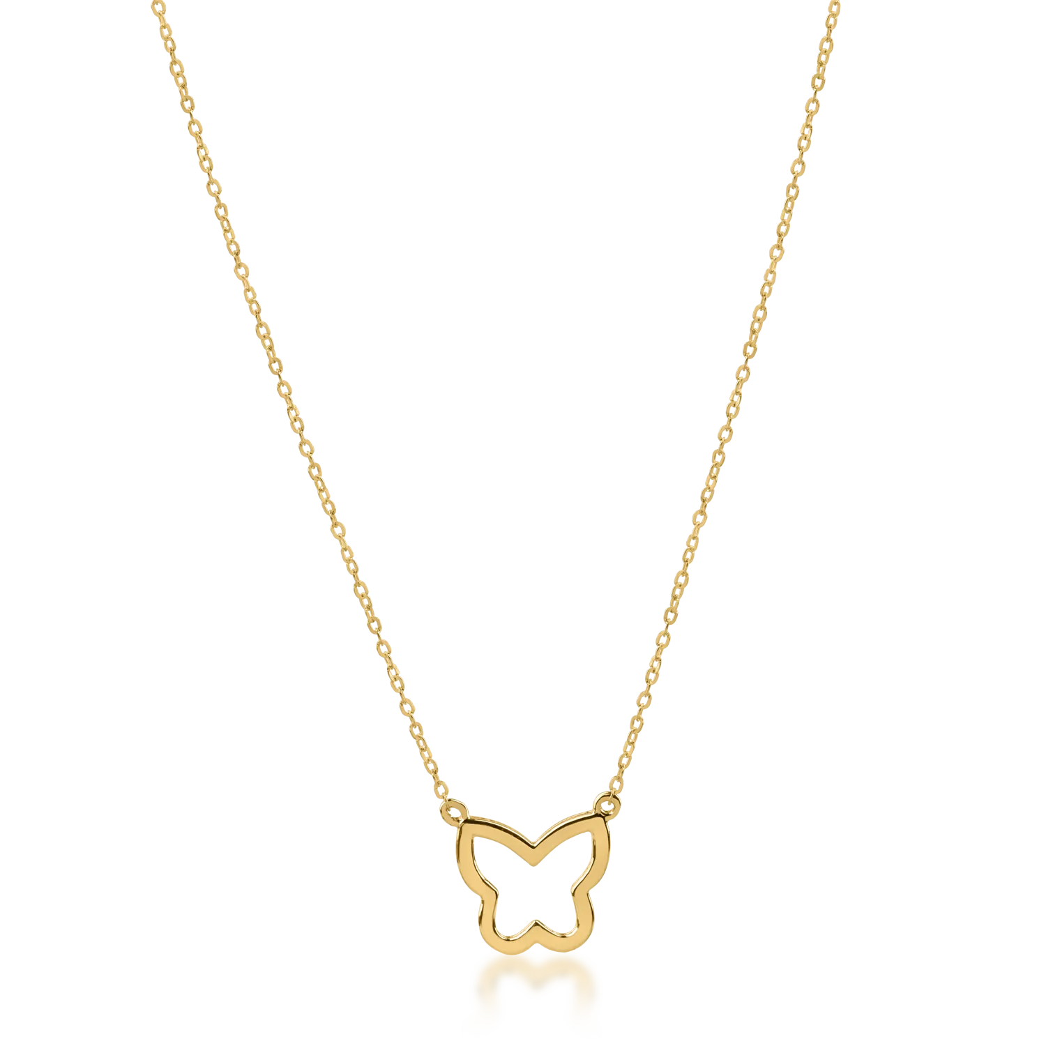 Yellow gold butterfly pendant necklace