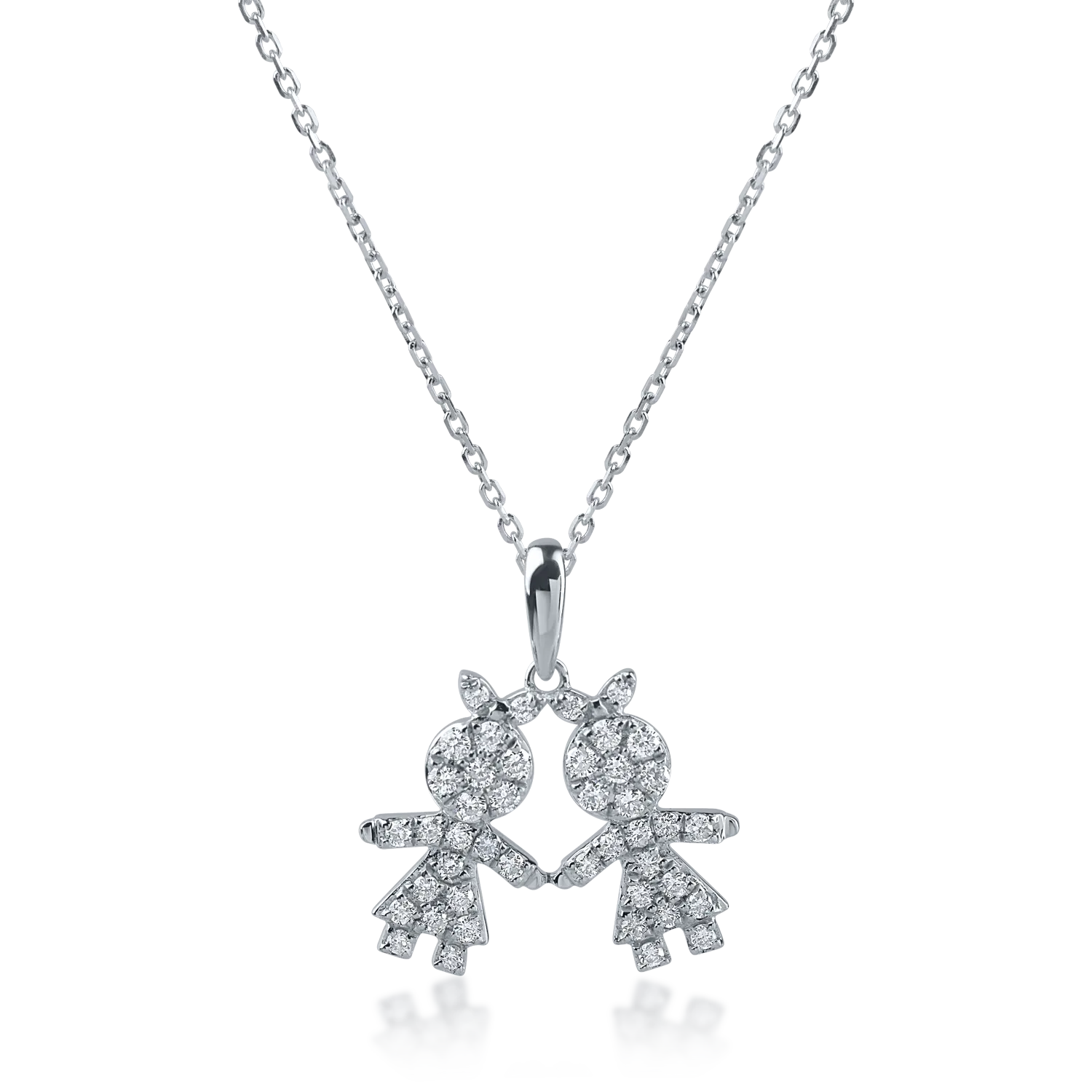 Teilor Lant cu pandantiv copii din aur alb cu diamante de 0.25ct