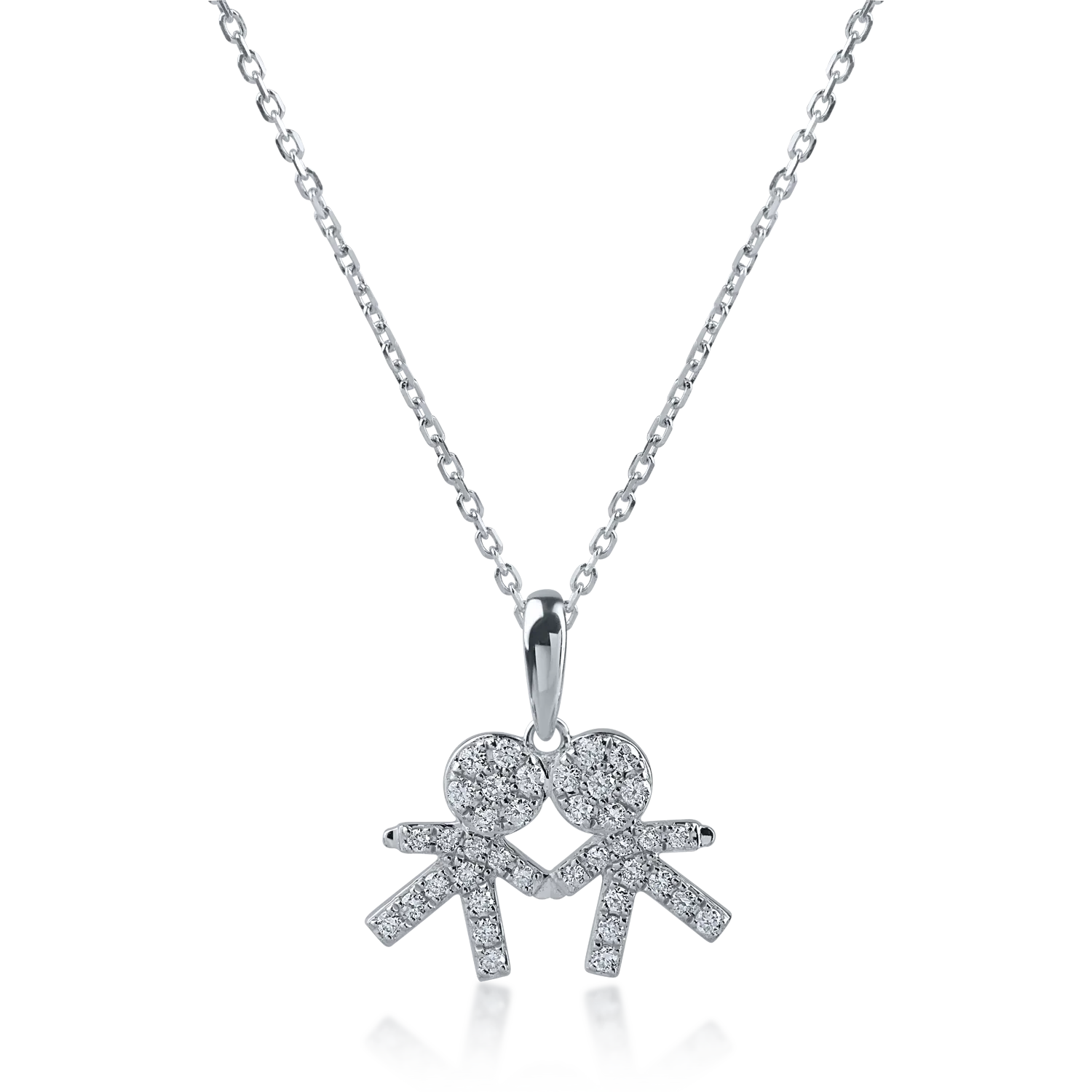 Teilor Lant cu pandantiv copii din aur alb cu diamante de 0.23ct