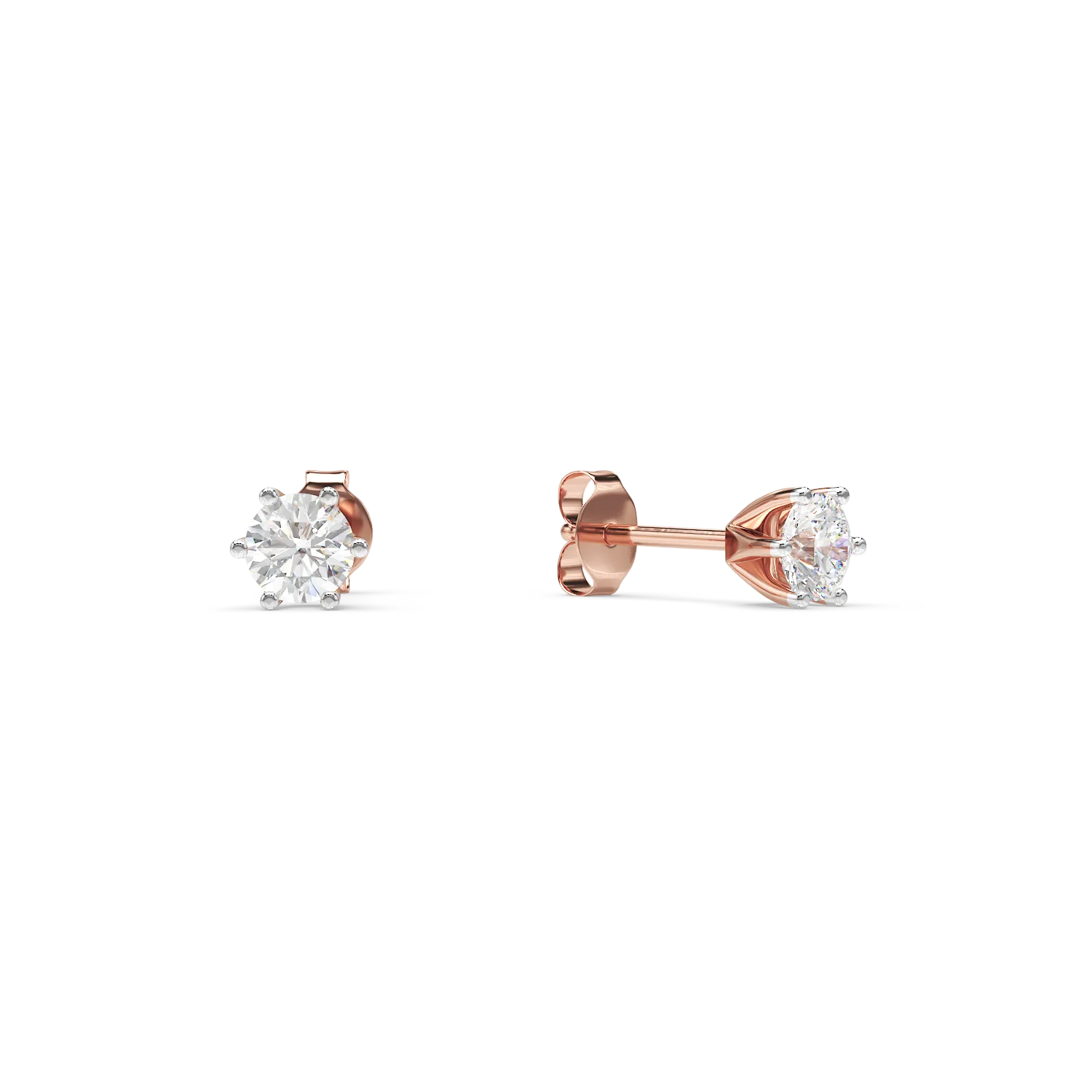 Teilor Cercei din aur roz cu diamante solitaire de 0.3ct