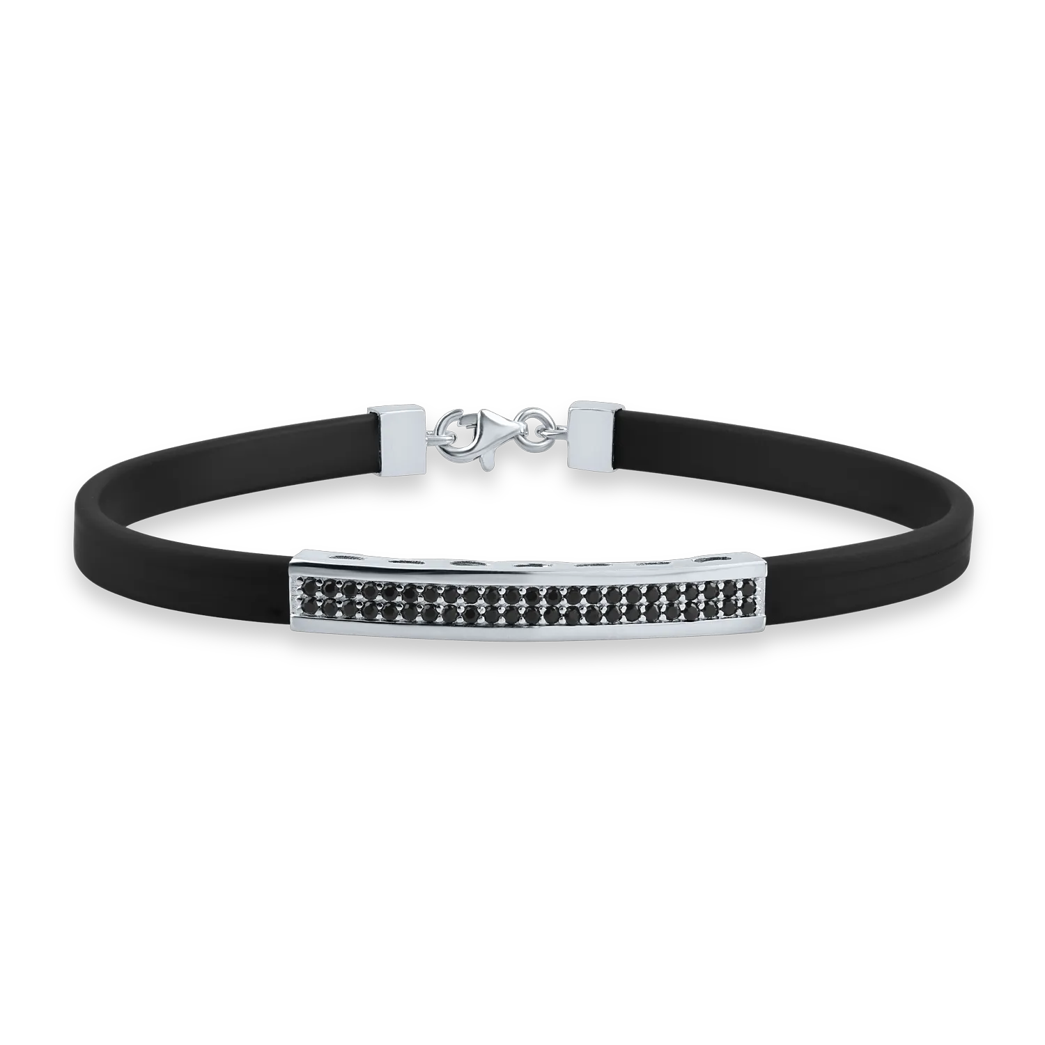 White gold and silicon bracelet with zirconia